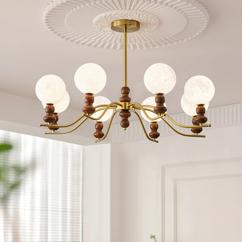 Virelle Lustre Lustra Laiton Bois Globe de Lune Élégant - Neutralighting