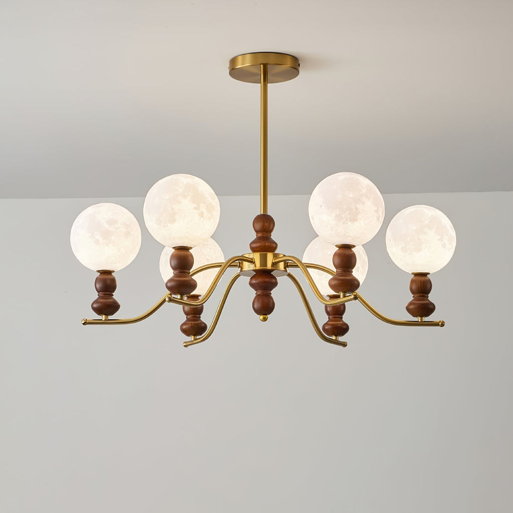 Virelle Lustre Lustra Laiton Bois Globe de Lune Élégant - Neutralighting
