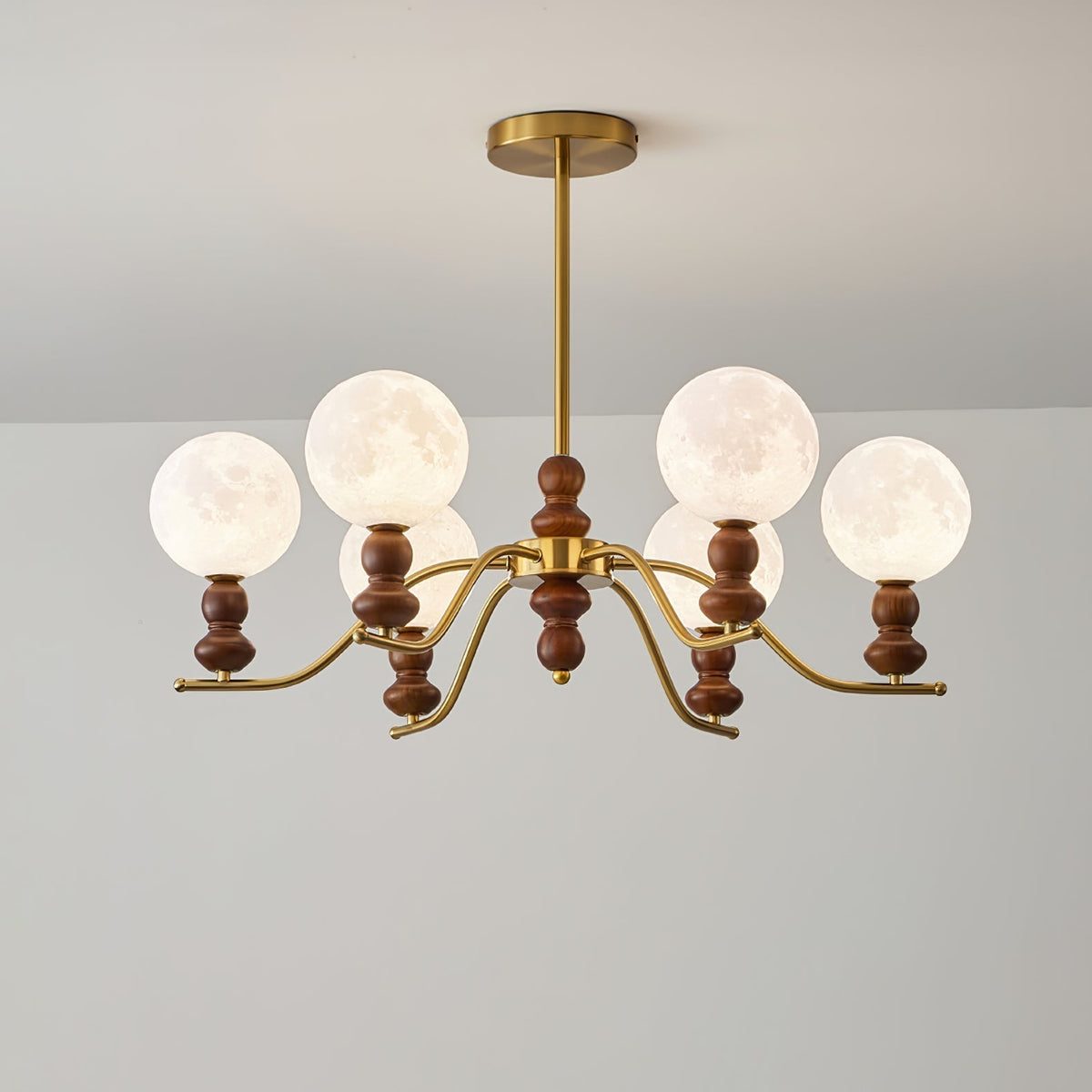 Virelle Lustre Lustra Laiton Bois Globe de Lune Élégant - Neutralighting