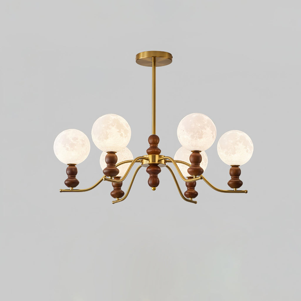 Virelle Lustre Lustra Laiton Bois Globe de Lune Élégant - Neutralighting