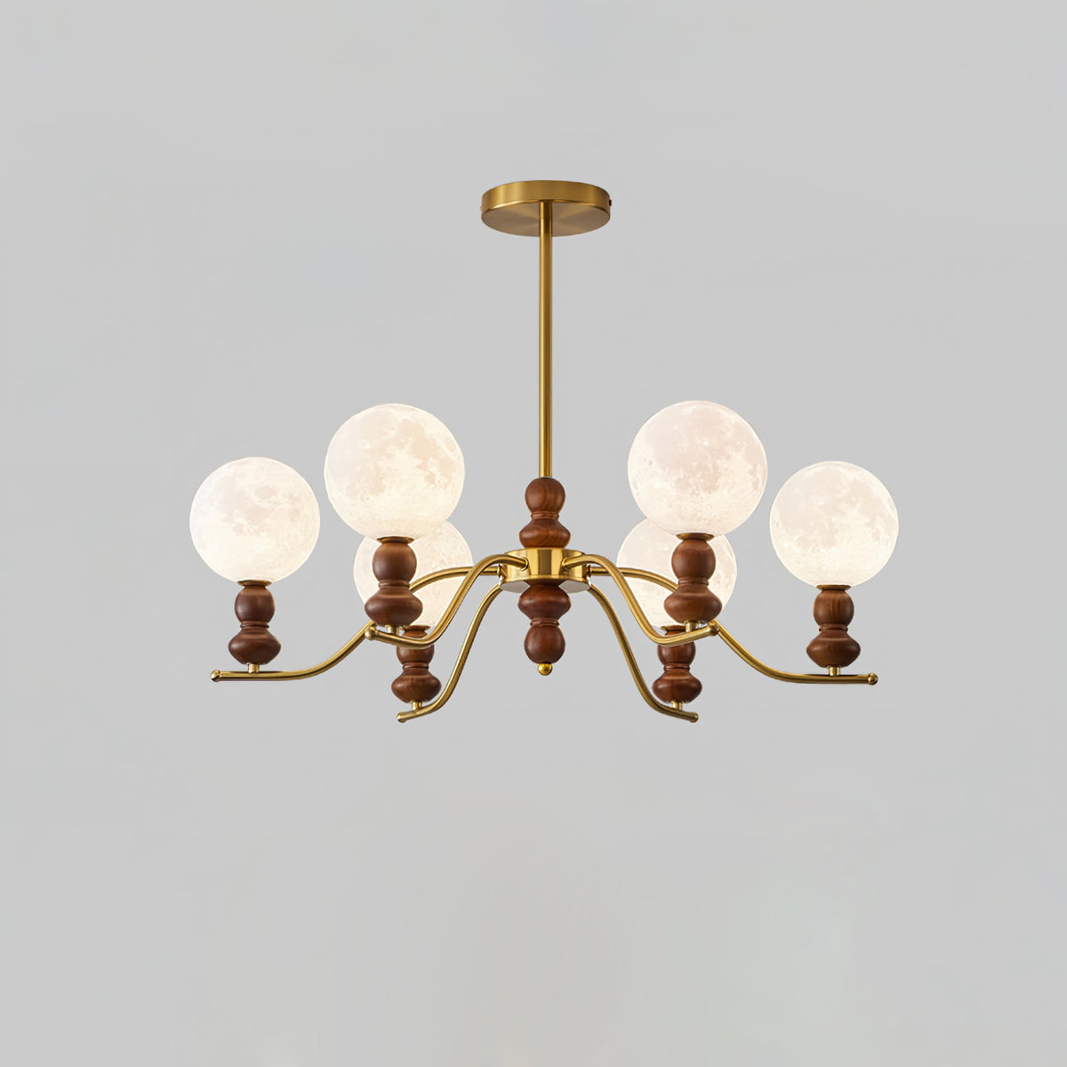 Virelle Lustre Lustra Laiton Bois Globe de Lune Élégant - Neutralighting