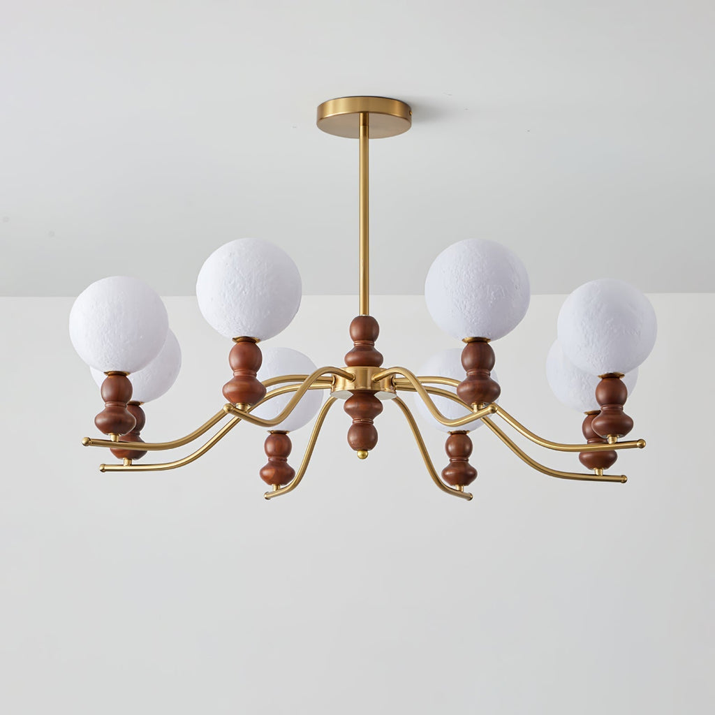 Virelle Lustre Lustra Laiton Bois Globe de Lune Élégant - Neutralighting
