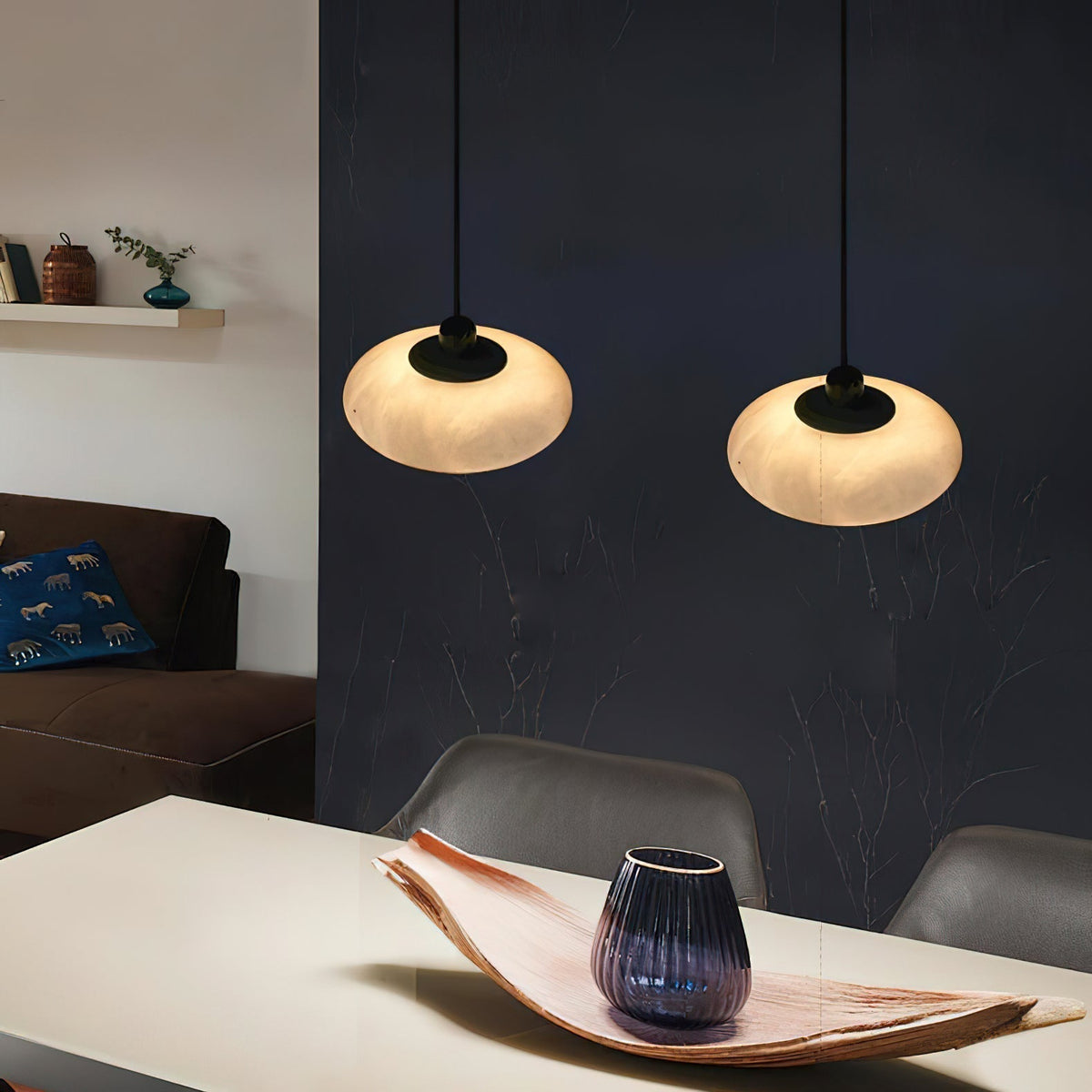 Cuthean Lampe Suspendue En Laiton Et Albâtre Minimaliste Moderne - Neutralighting
