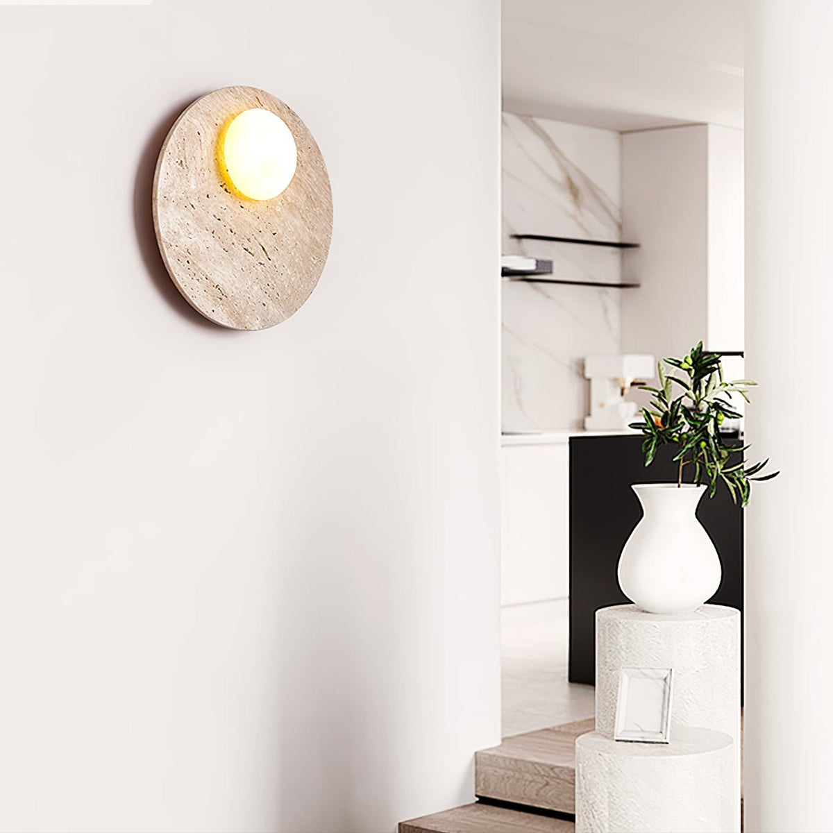 Vizoriel Applique Murale Élégante en Travertin - Neutralighting