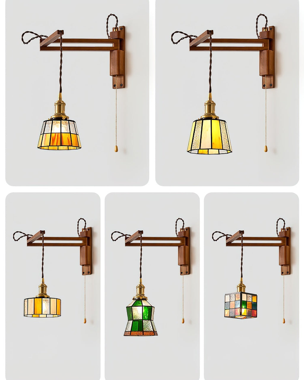 Tiffany Applique Murale Mosaïque avec Chaîne à Tirette - Neutralighting