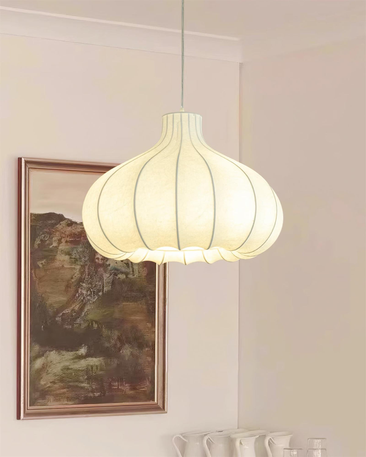 Silky Suspension avec Abat-jour en Soie Plissée Blanc Elégant - Neutralighting
