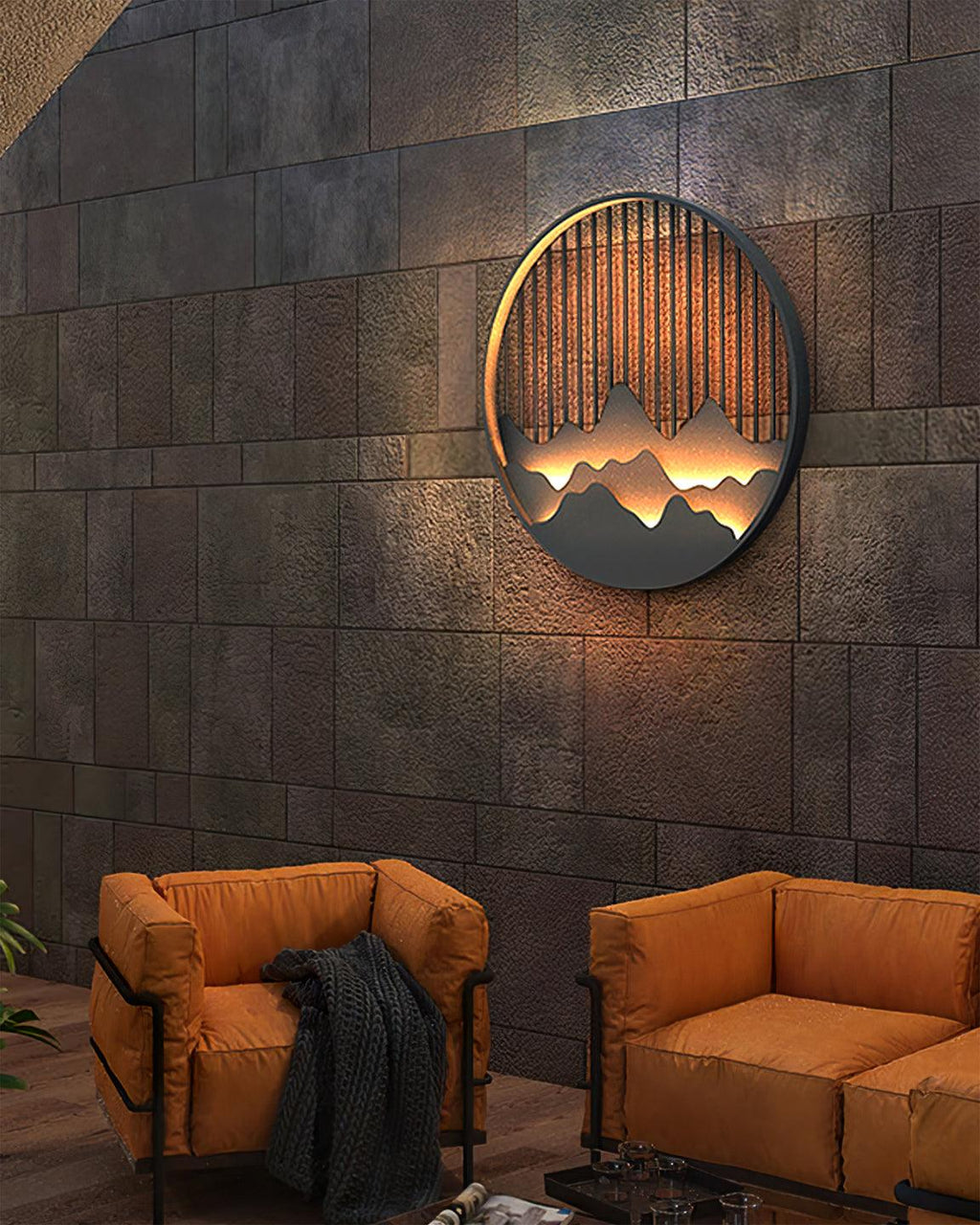 Mountain Wall Lamp Outdoor Circular Silhouette - Neutralighting