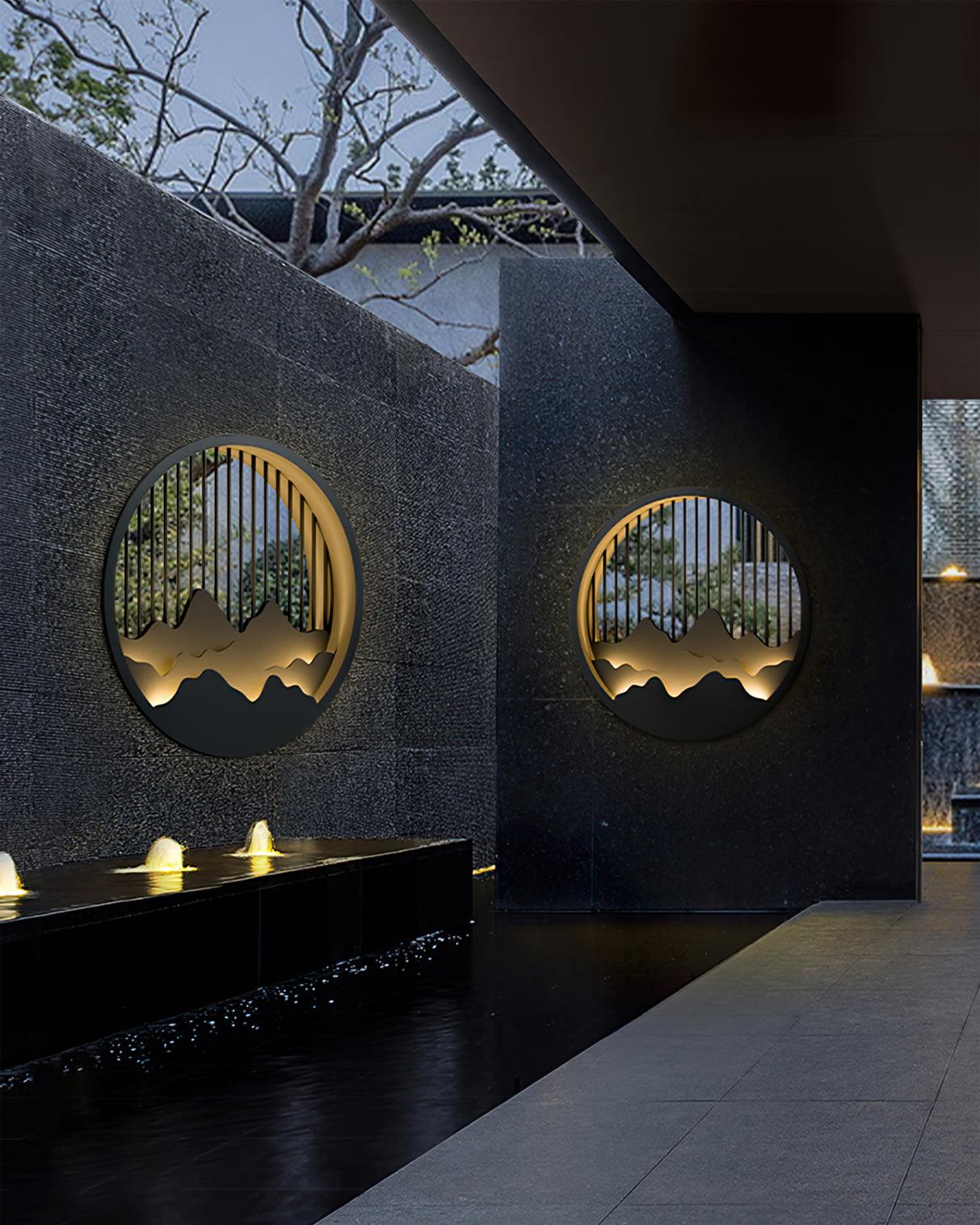 Mountain Wall Lamp Outdoor Circular Silhouette - Neutralighting