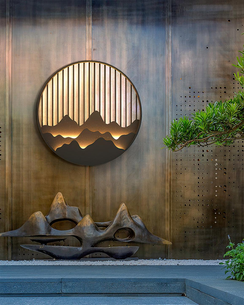 Mountain Wall Lamp Outdoor Circular Silhouette - Neutralighting
