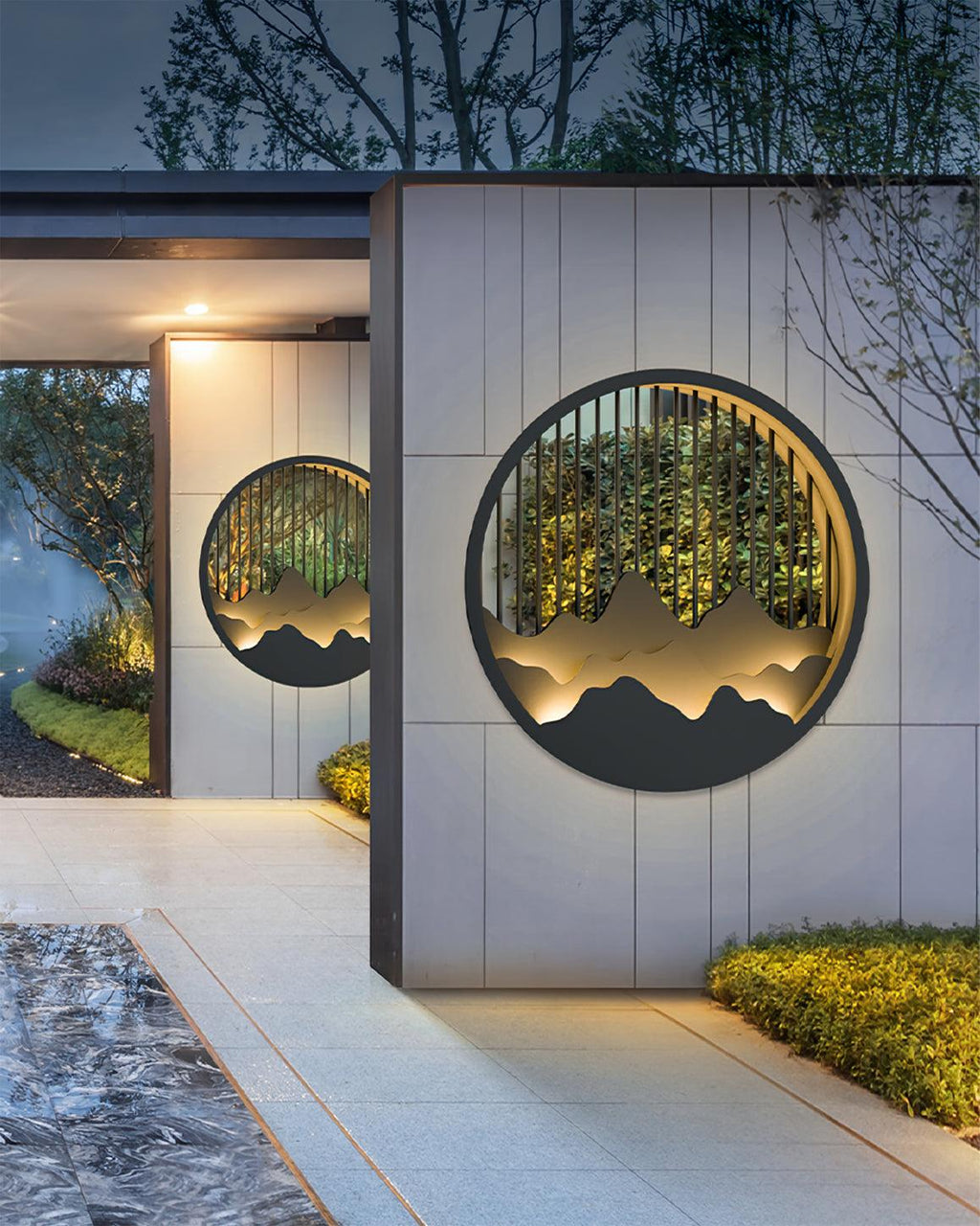 Mountain Wall Lamp Outdoor Circular Silhouette - Neutralighting