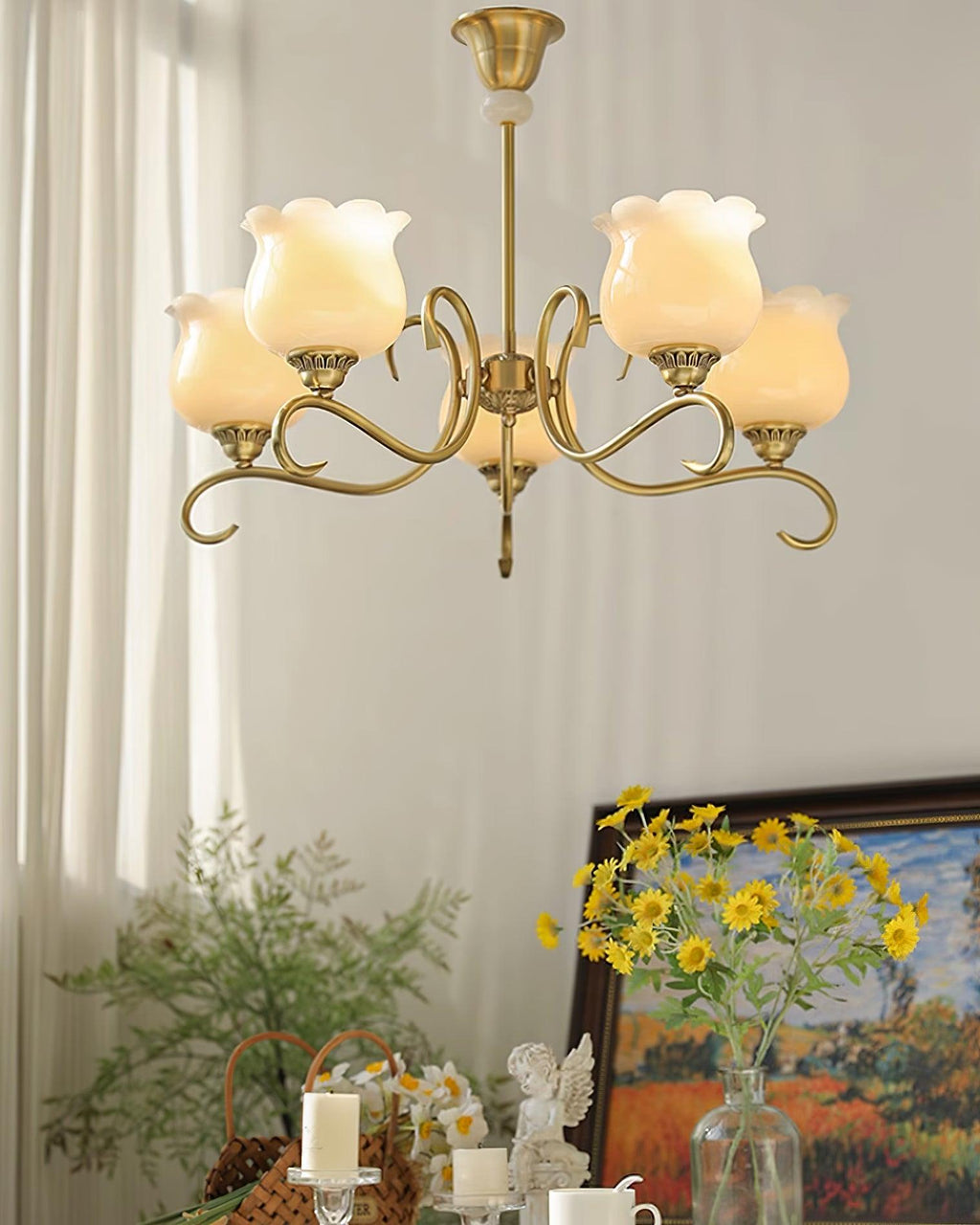 Mullan Lustre Laiton Résine Abat-jours Floraux Sculptural - Neutralighting