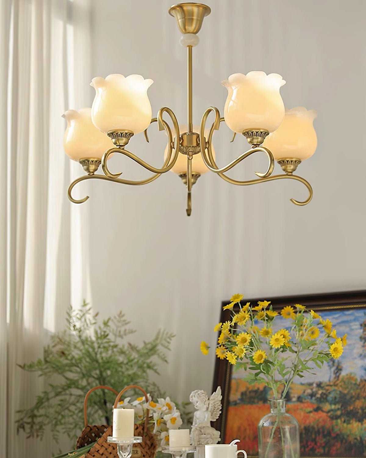 Mullan Lustre Laiton Résine Abat-jours Floraux Sculptural - Neutralighting