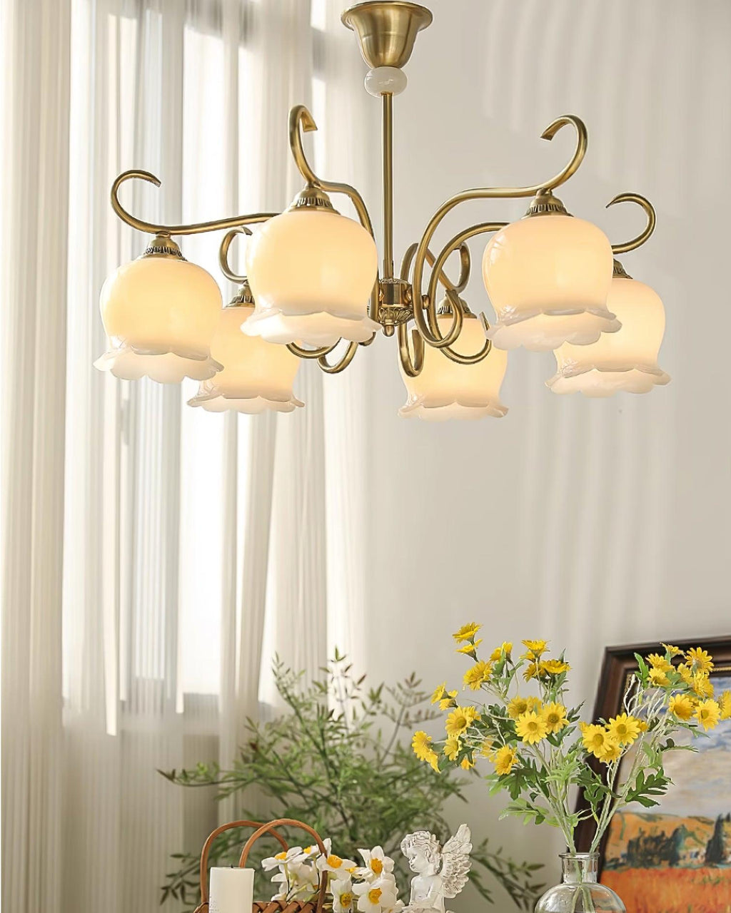 Mullan Lustre Laiton Résine Abat-jours Floraux Sculptural - Neutralighting