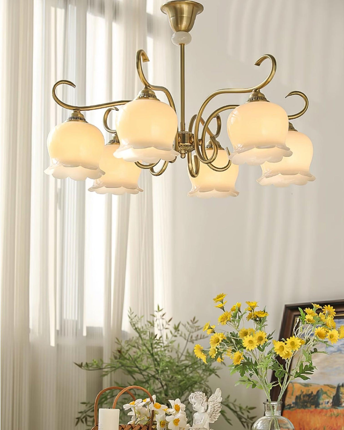 Mullan Lustre Laiton Résine Abat-jours Floraux Sculptural - Neutralighting