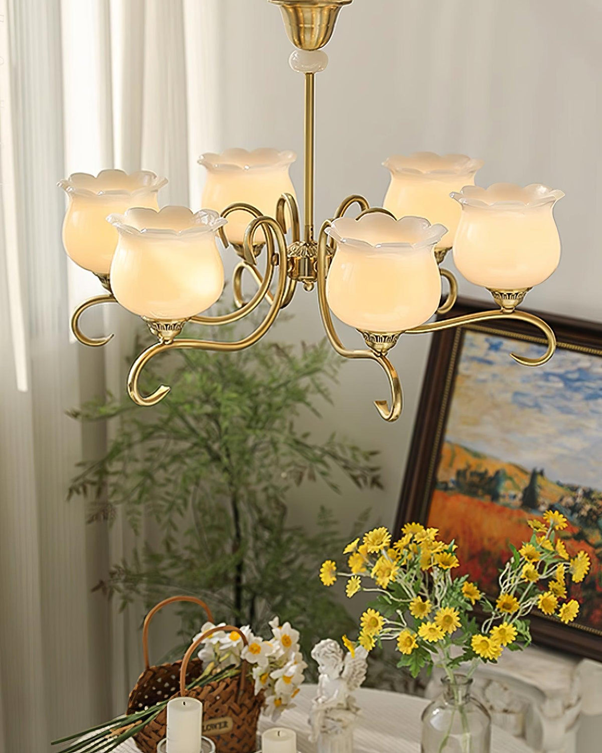 Mullan Lustre Laiton Résine Abat-jours Floraux Sculptural - Neutralighting