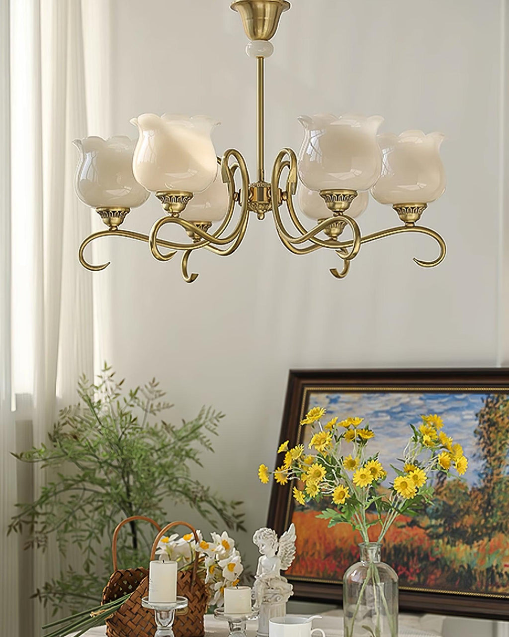 Mullan Lustre Laiton Résine Abat-jours Floraux Sculptural - Neutralighting