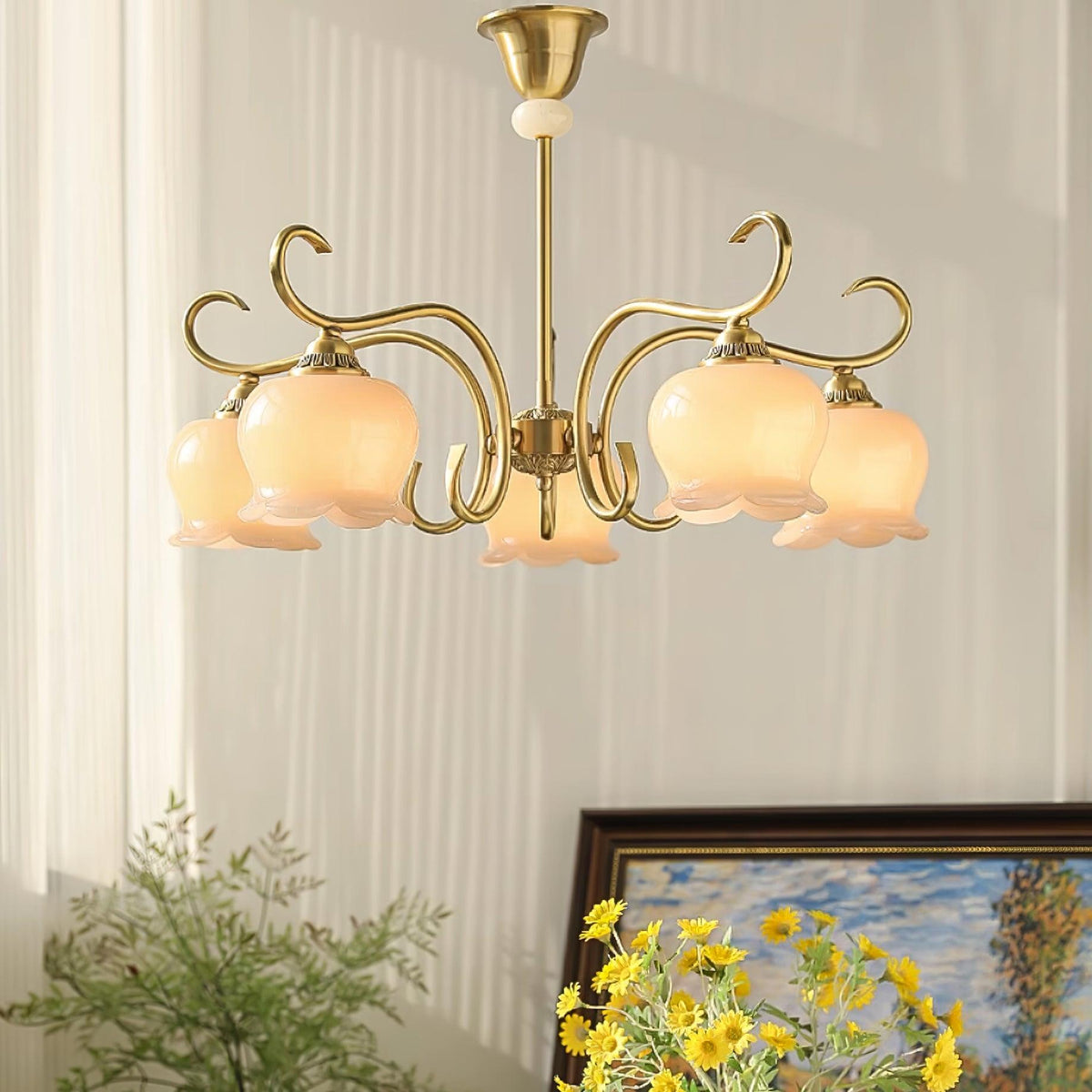 Mullan Lustre Laiton Résine Abat-jours Floraux Sculptural - Neutralighting