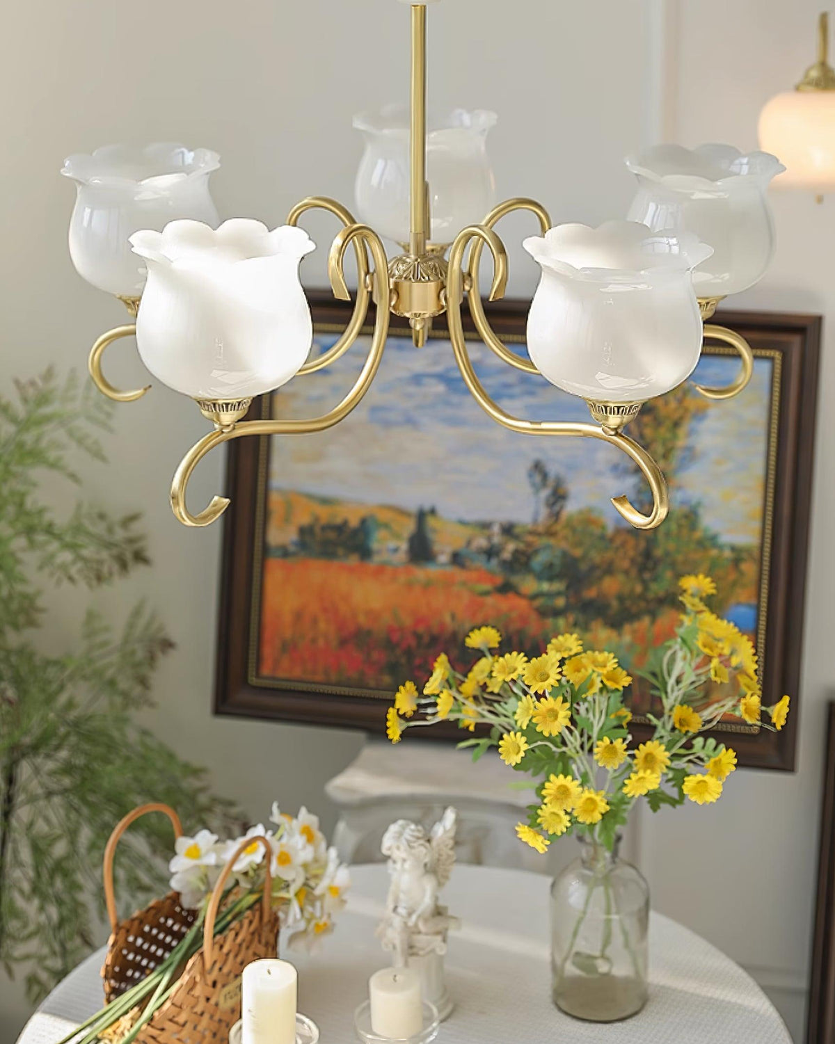 Mullan Lustre Laiton Résine Abat-jours Floraux Sculptural - Neutralighting