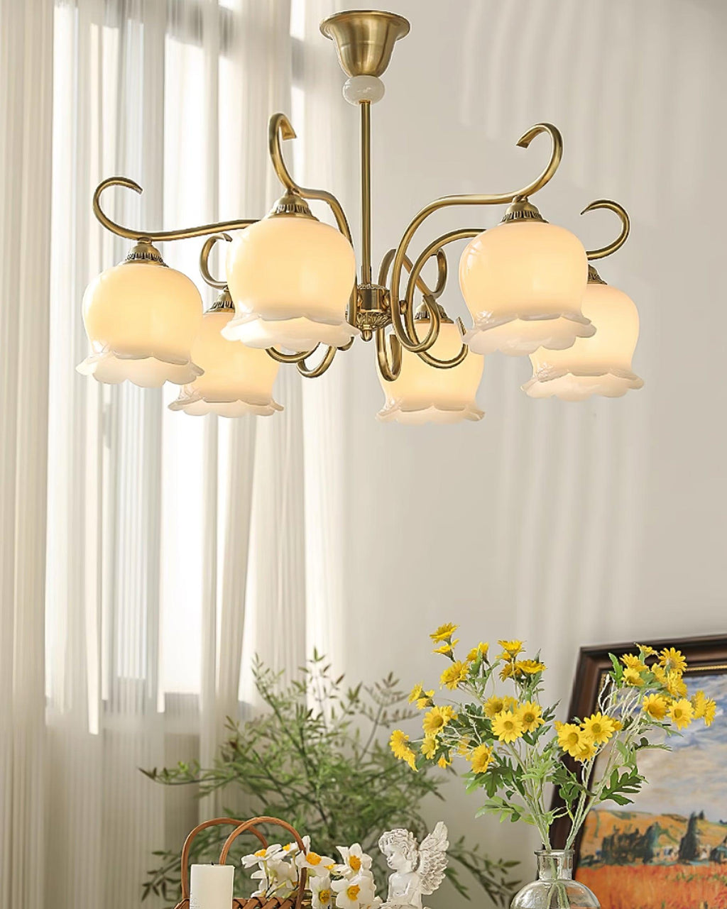 Mullan Lustre Laiton Résine Abat-jours Floraux Sculptural - Neutralighting