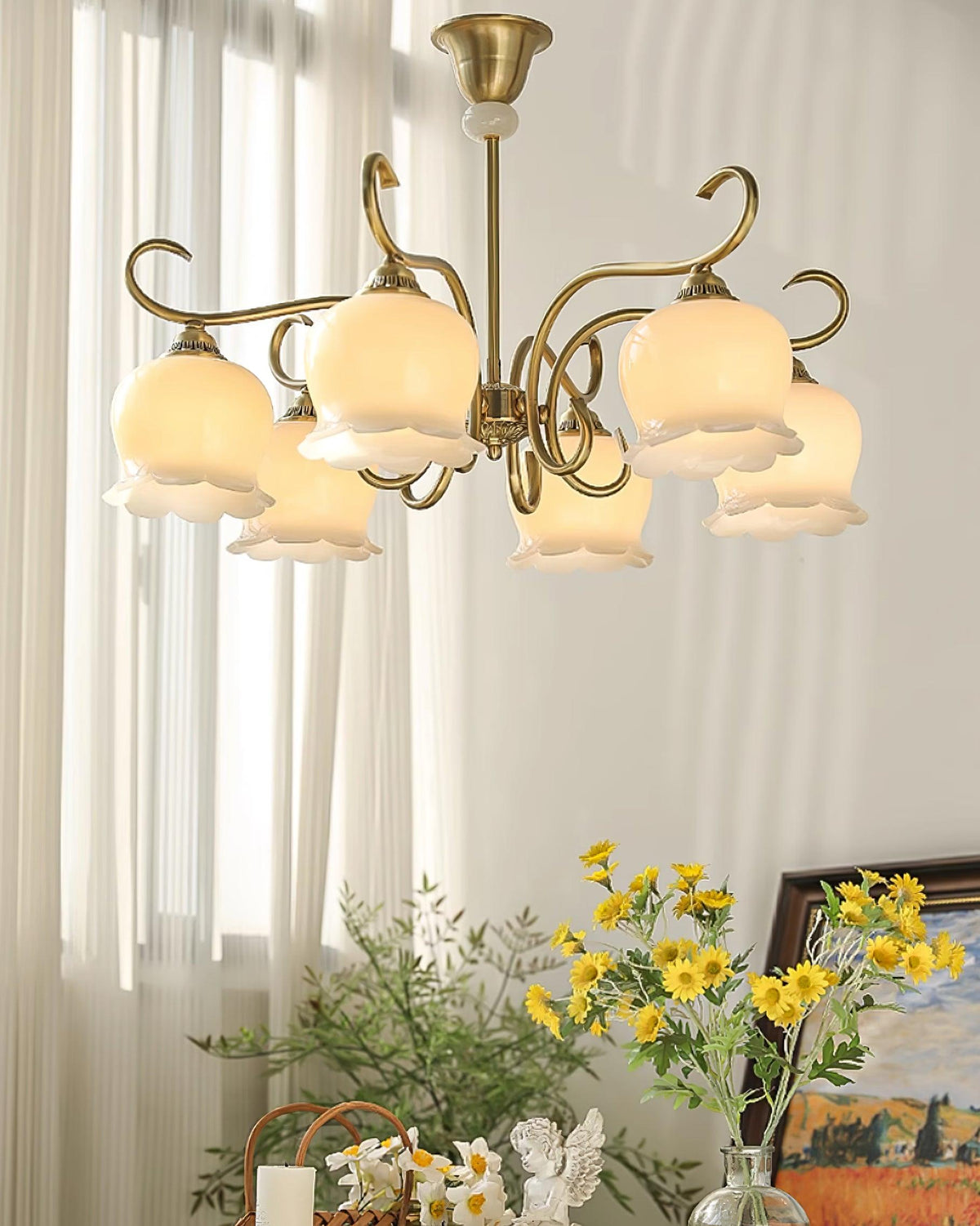 Mullan Lustre Laiton Résine Abat-jours Floraux Sculptural - Neutralighting