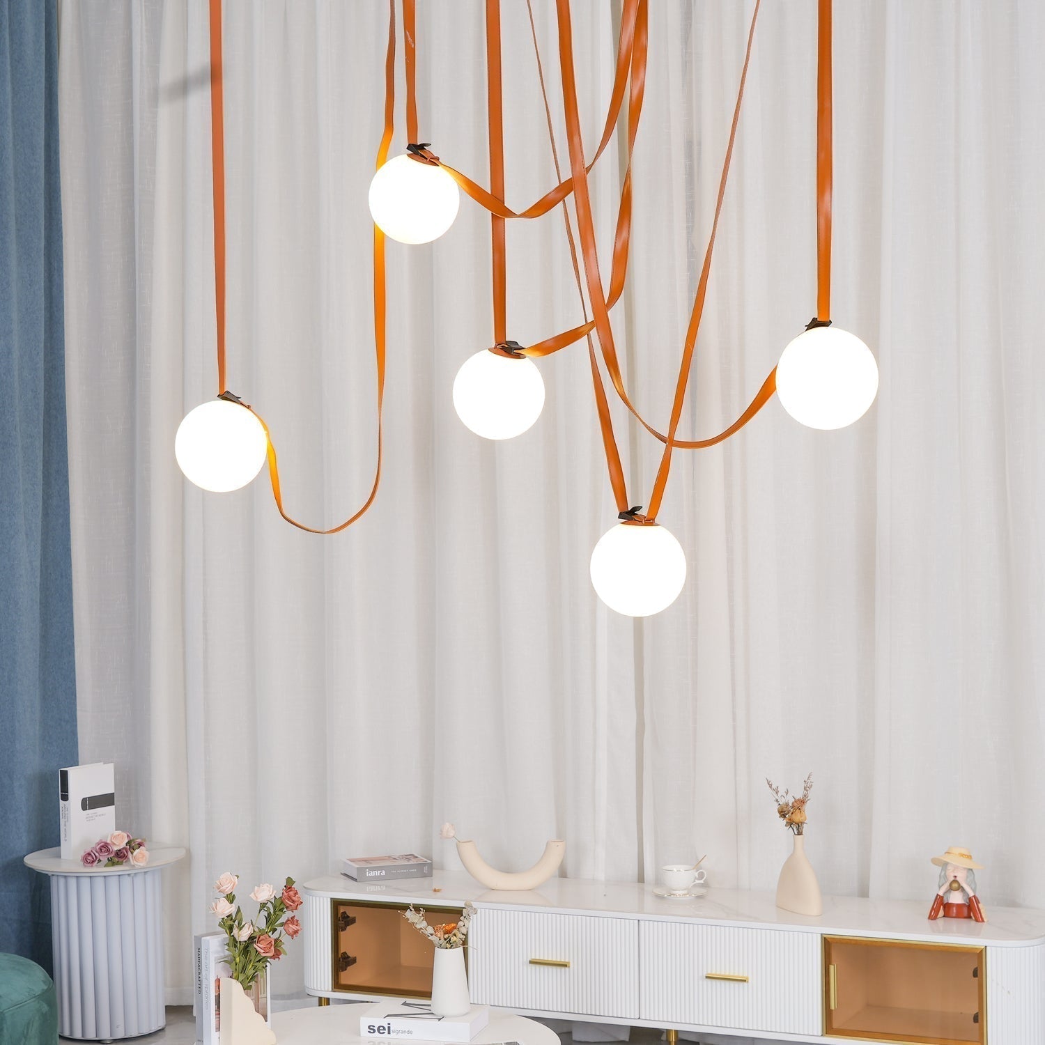Lustra Suspension en Cuir et Verre - Neutralighting