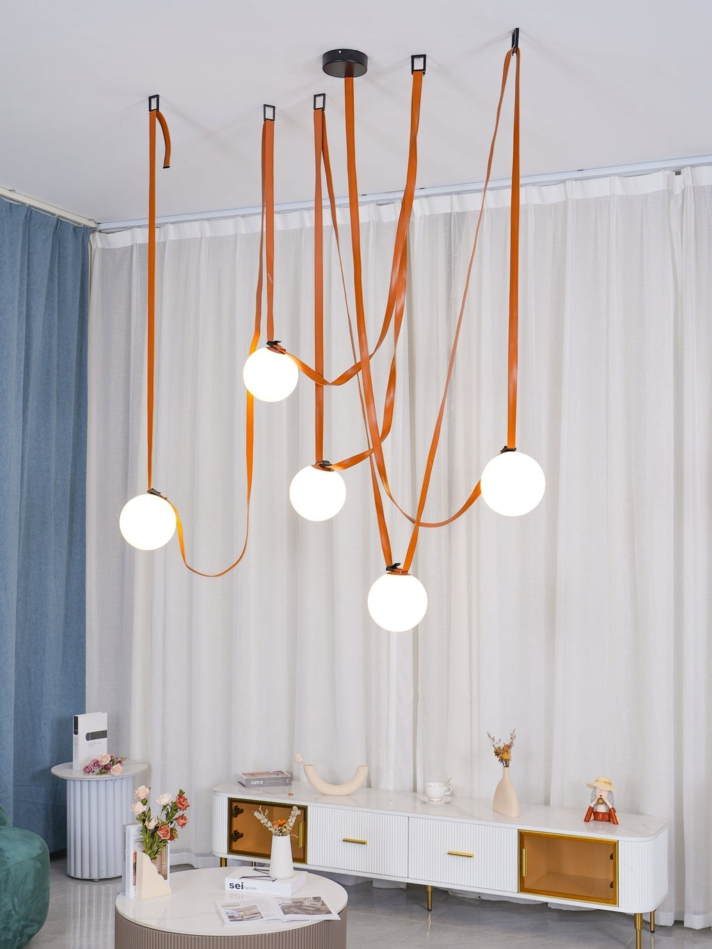 Lustra Suspension en Cuir et Verre - Neutralighting