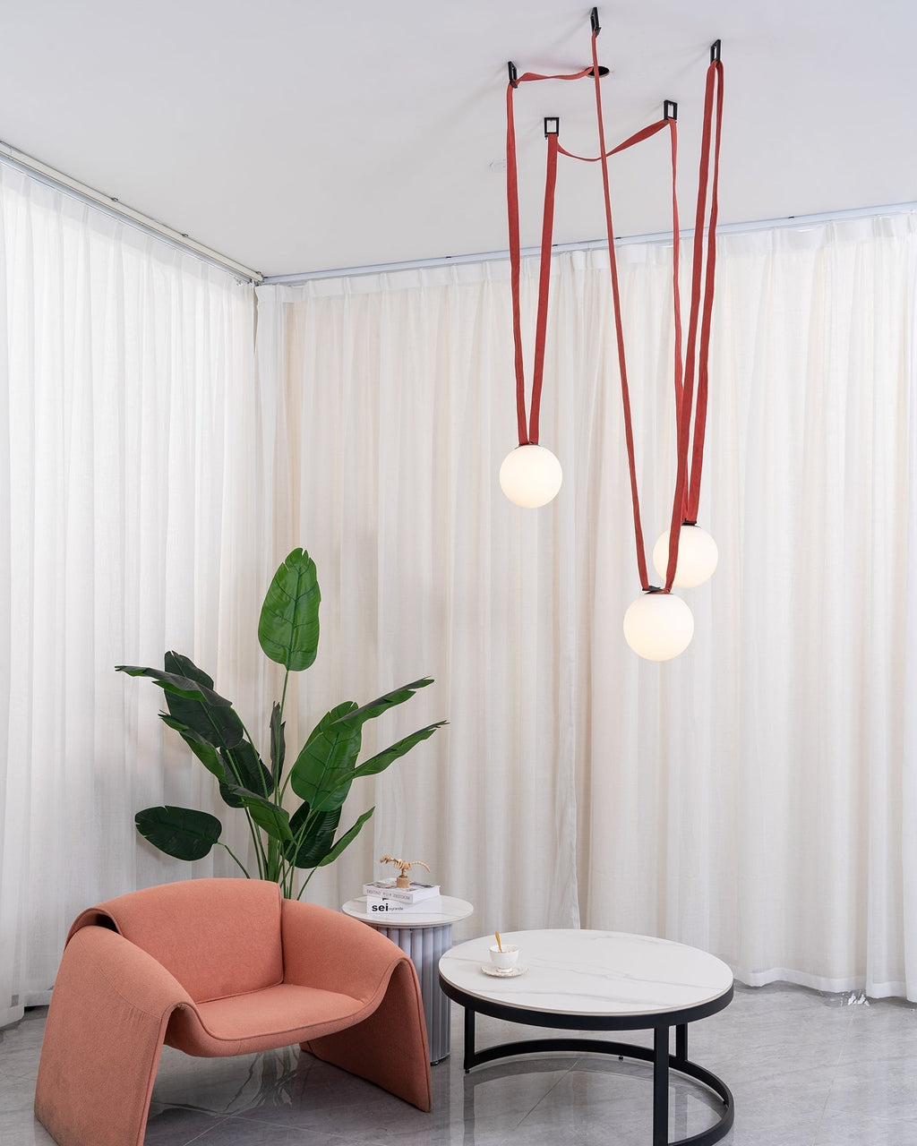 Lustra Suspension en Cuir et Verre - Neutralighting