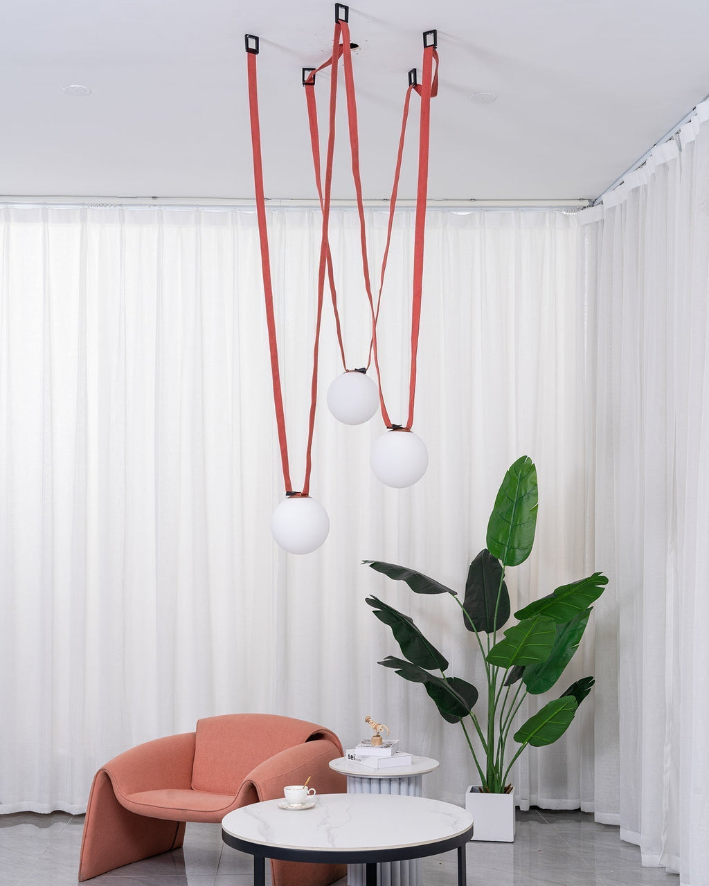 Lustra Suspension en Cuir et Verre - Neutralighting
