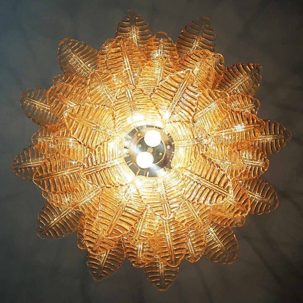 Aurora Lustre Ambre Feuille Verre Superposé Vénitien Élégance - Neutralighting