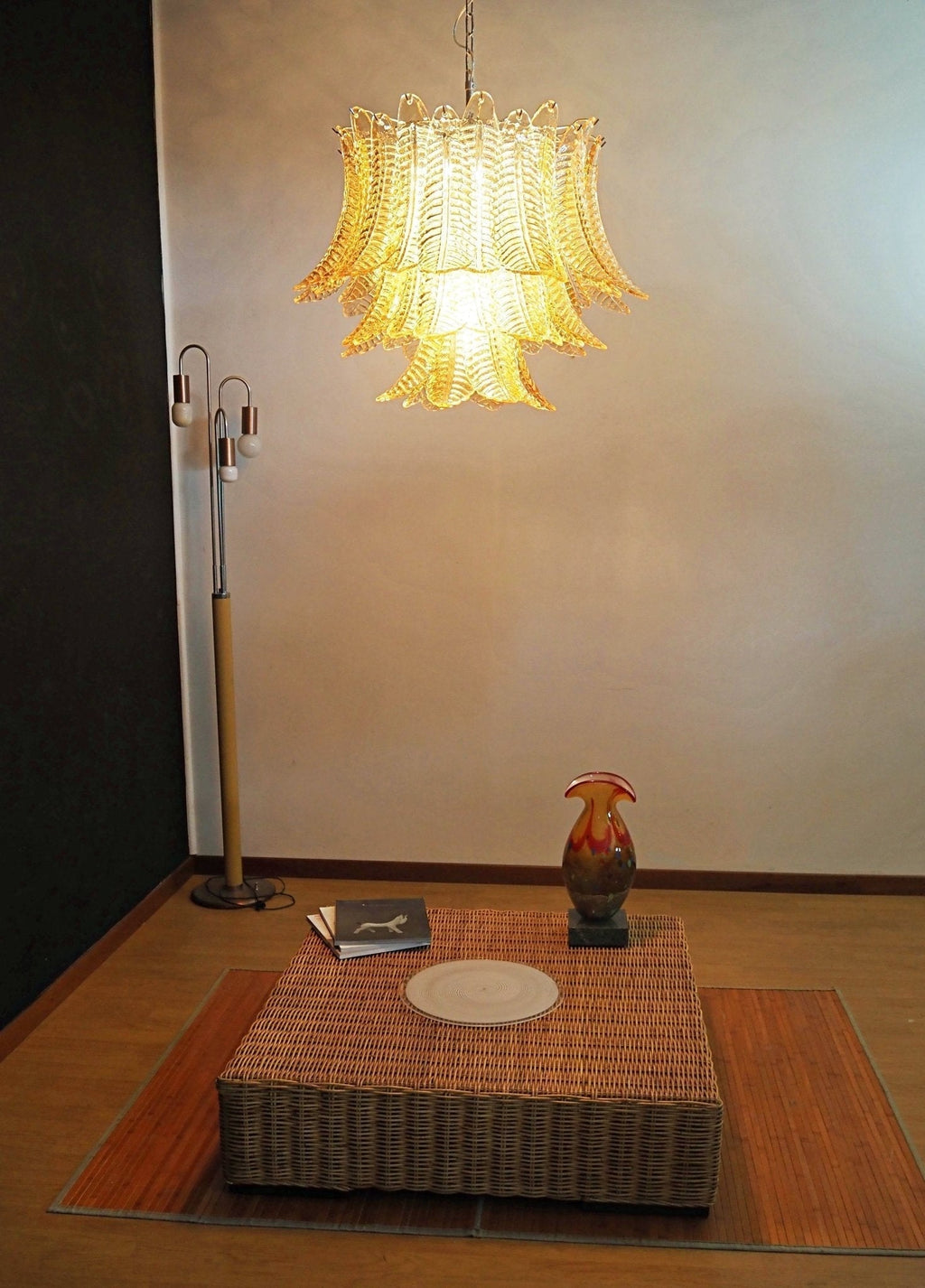 Aurora Lustre Ambre Feuille Verre Superposé Vénitien Élégance - Neutralighting