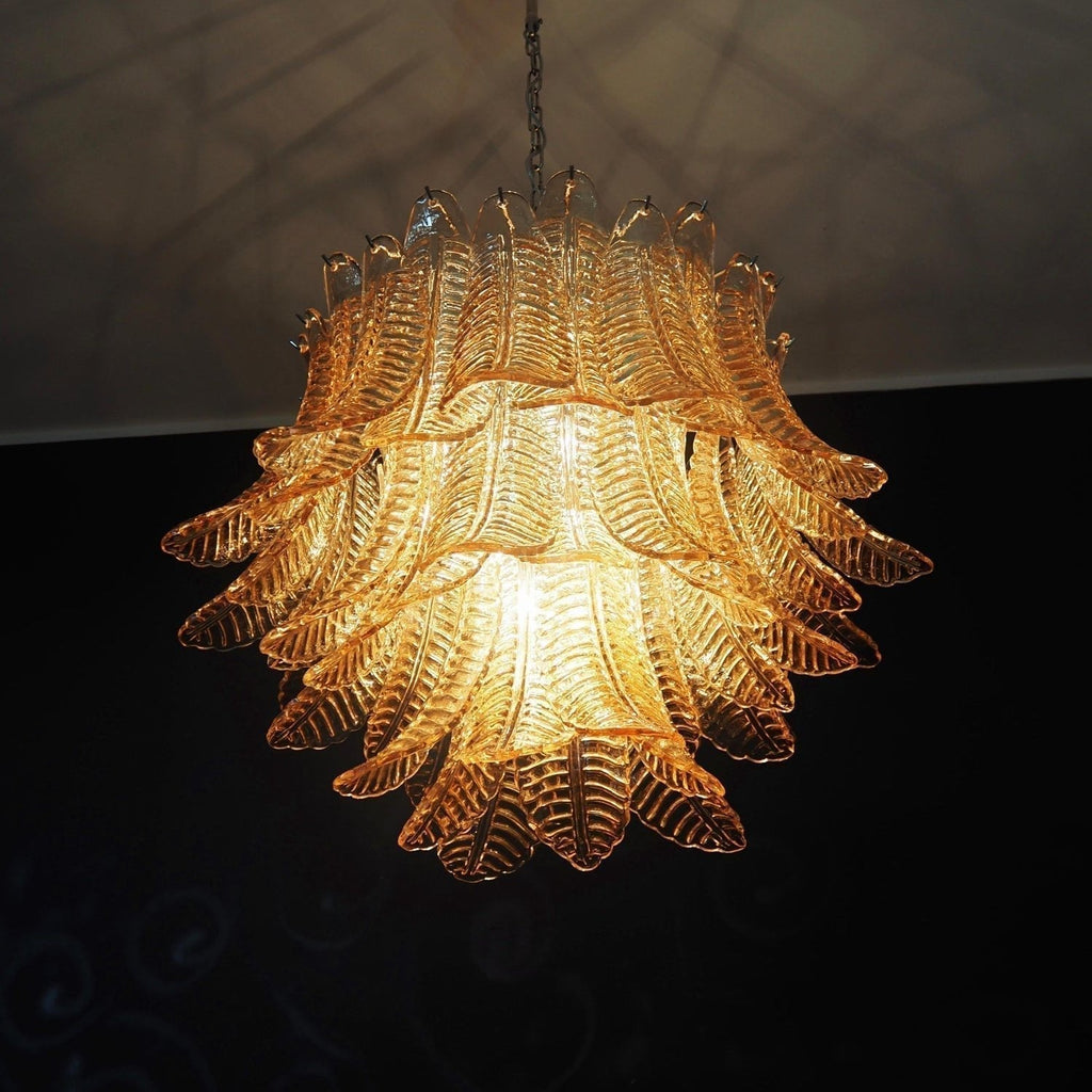 Aurora Lustre Ambre Feuille Verre Superposé Vénitien Élégance - Neutralighting