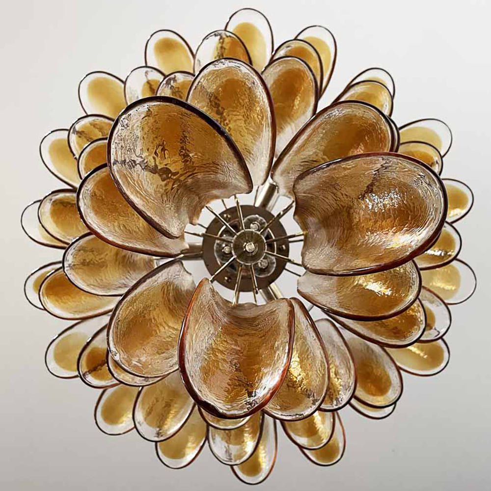 Aurora Chandelier en Verre Murano Pétales Ambre - Neutralighting