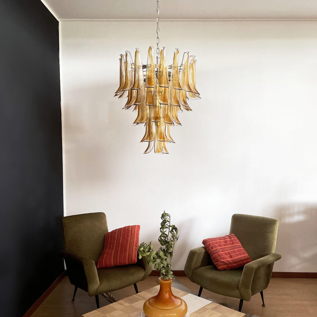 Aurora Chandelier en Verre Murano Pétales Ambre - Neutralighting