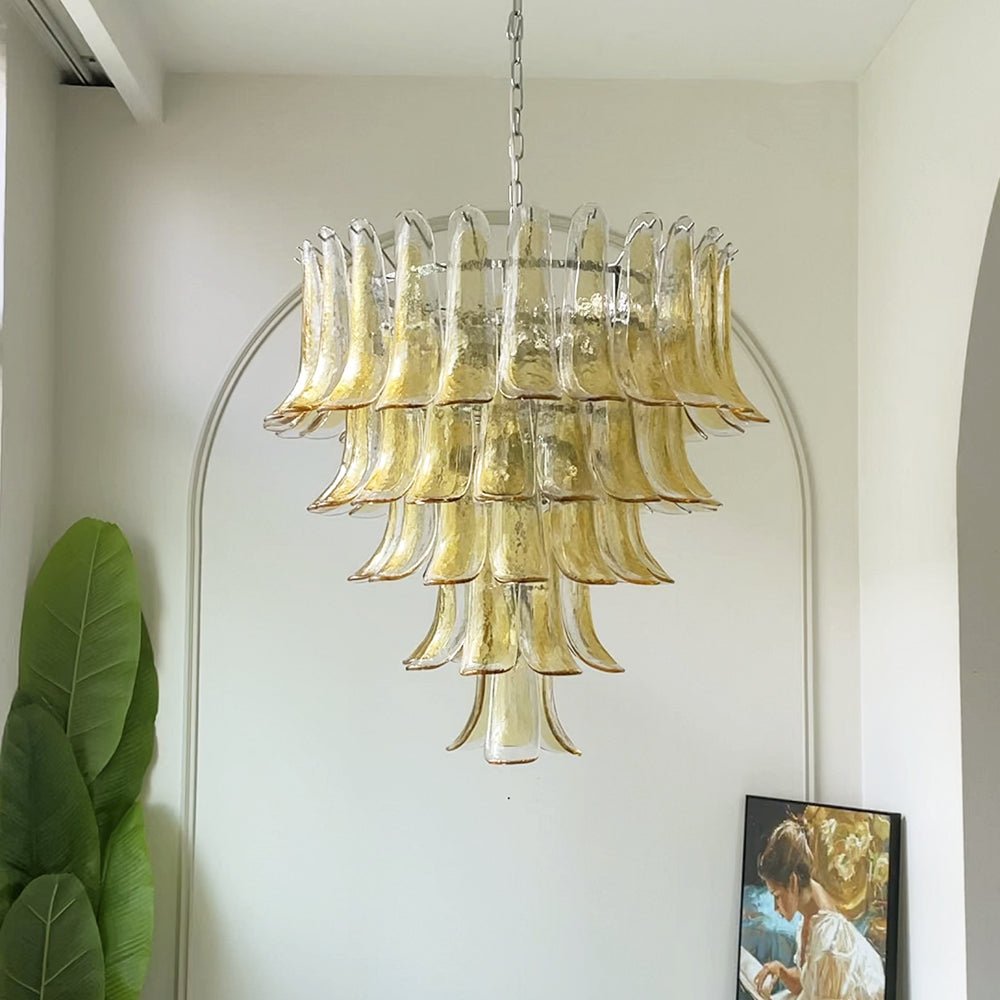 Aurora Chandelier en Verre Murano Pétales Ambre - Neutralighting