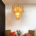 Aurora Chandelier en Verre Murano Pétales Ambre - Neutralighting