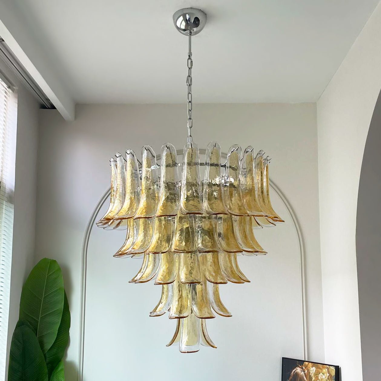 Aurora Chandelier en Verre Murano Pétales Ambre - Neutralighting