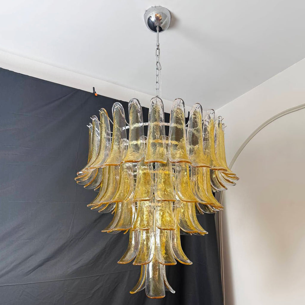 Aurora Chandelier en Verre Murano Pétales Ambre - Neutralighting