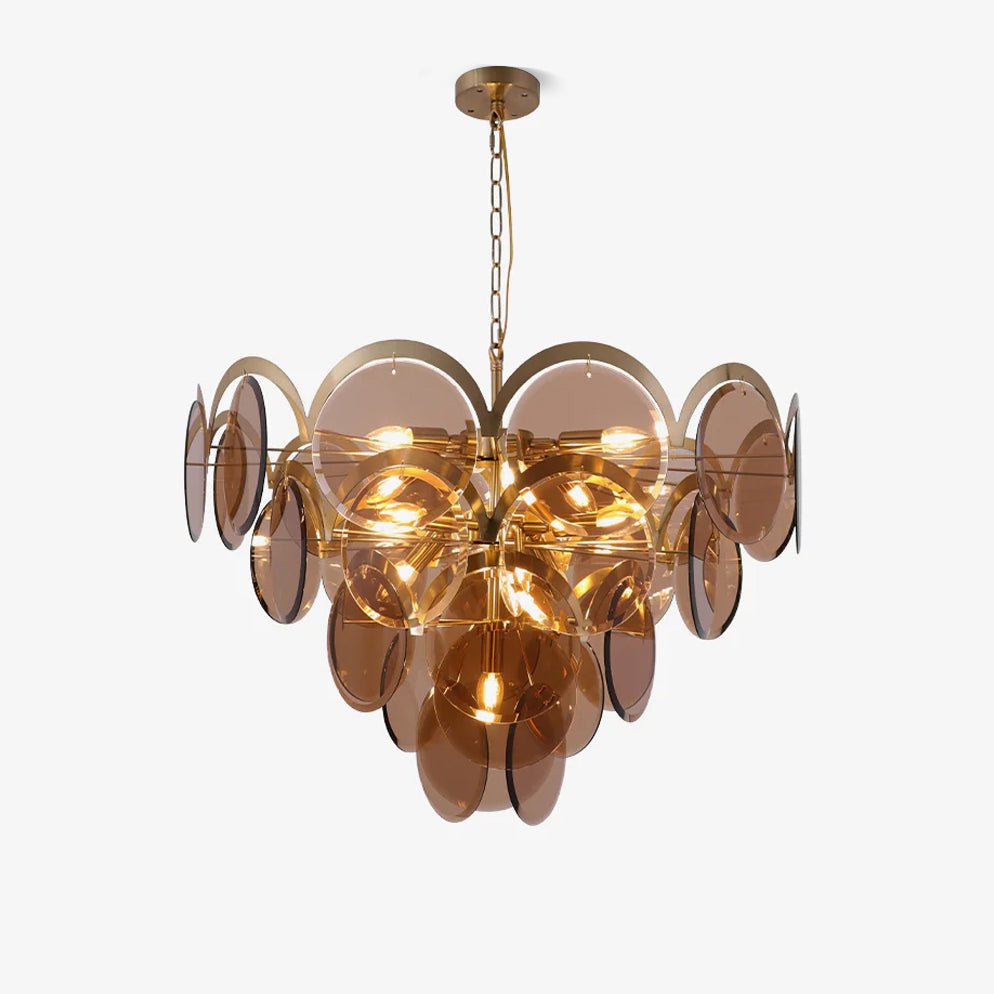 Lustra Chandelier en Verre Ambre à Cercles Empilés - Neutralighting