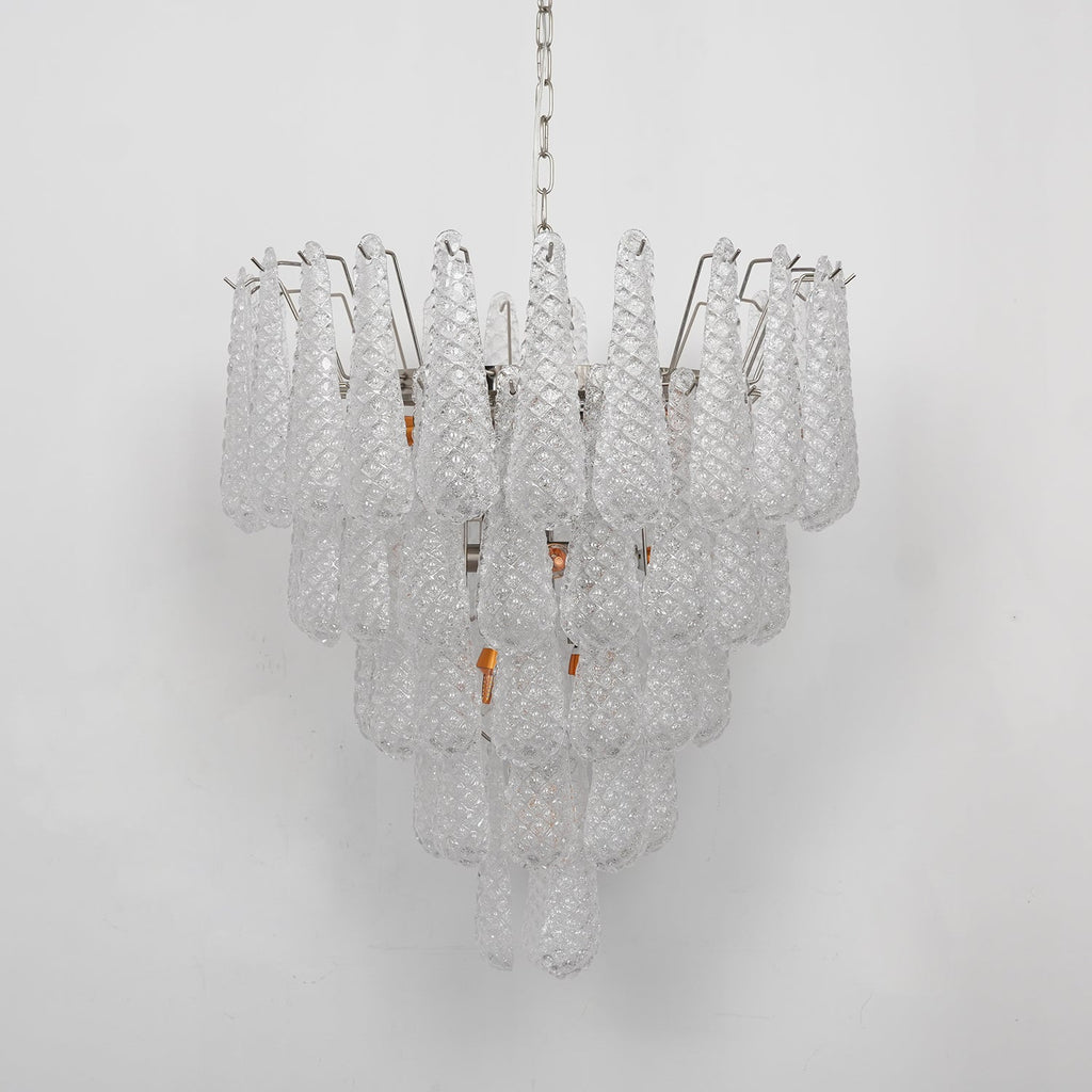 Aurora Chandelier Gouttes Transparentes en Verre de Murano. - Neutralighting