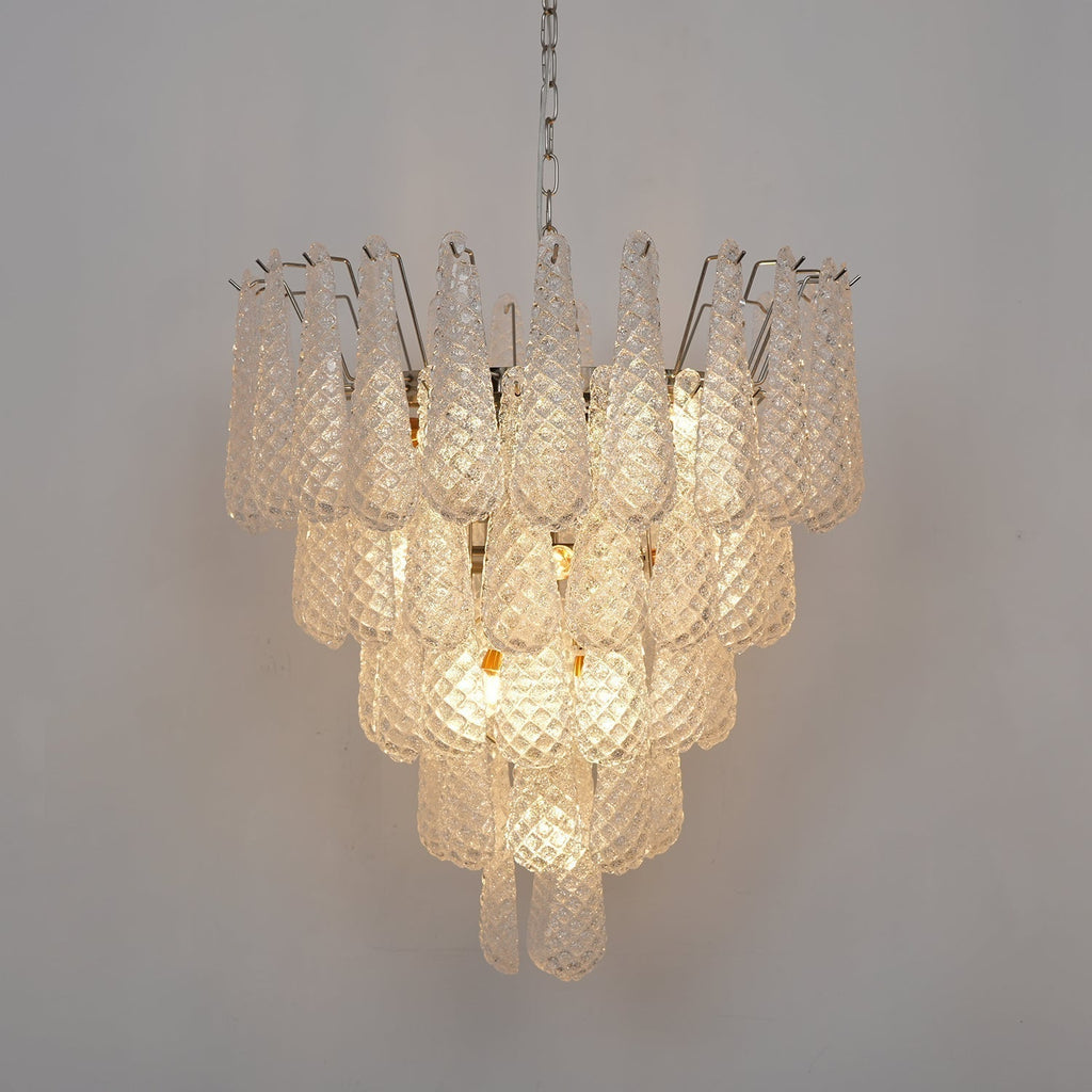 Aurora Chandelier Gouttes Transparentes en Verre de Murano. - Neutralighting