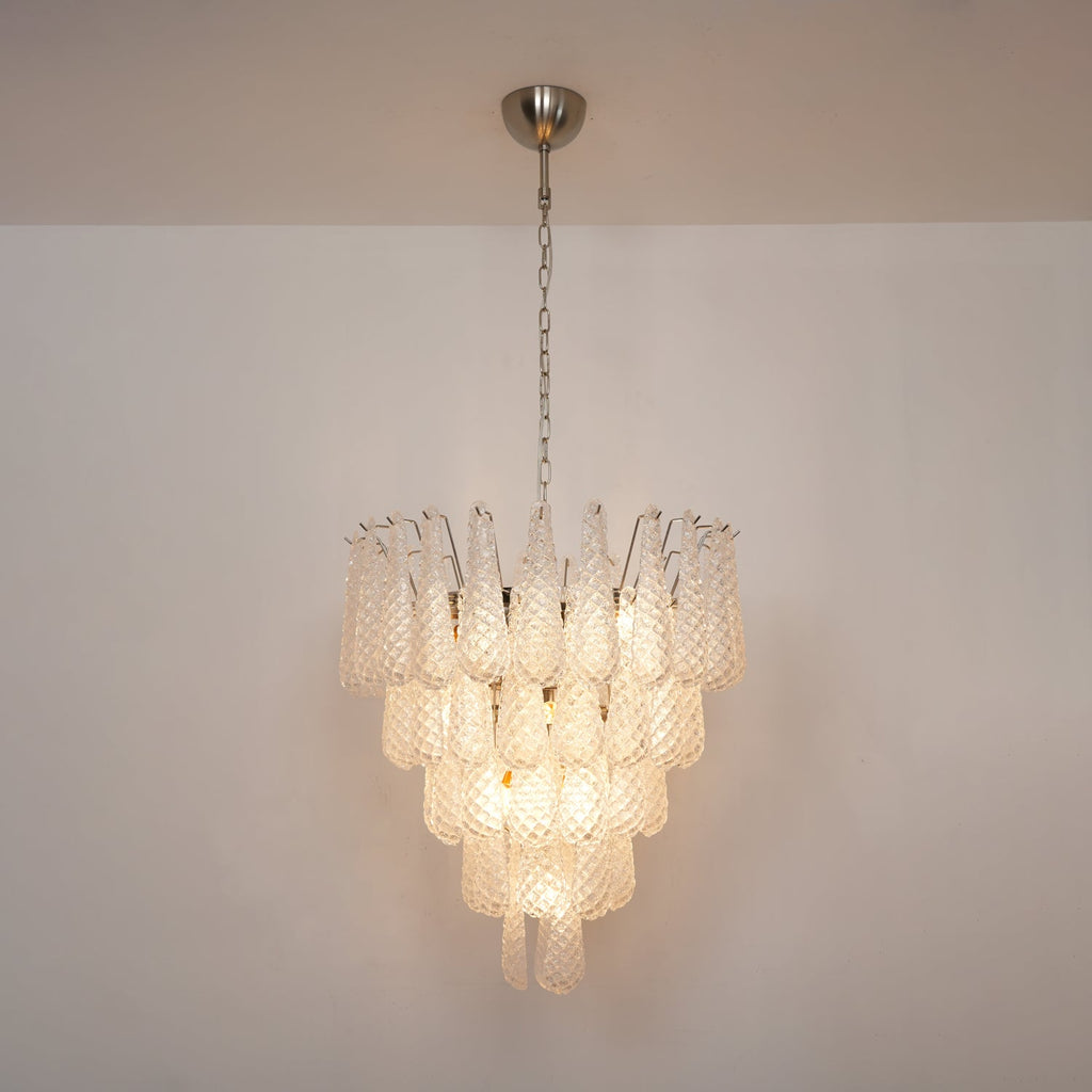 Aurora Chandelier Gouttes Transparentes en Verre de Murano. - Neutralighting