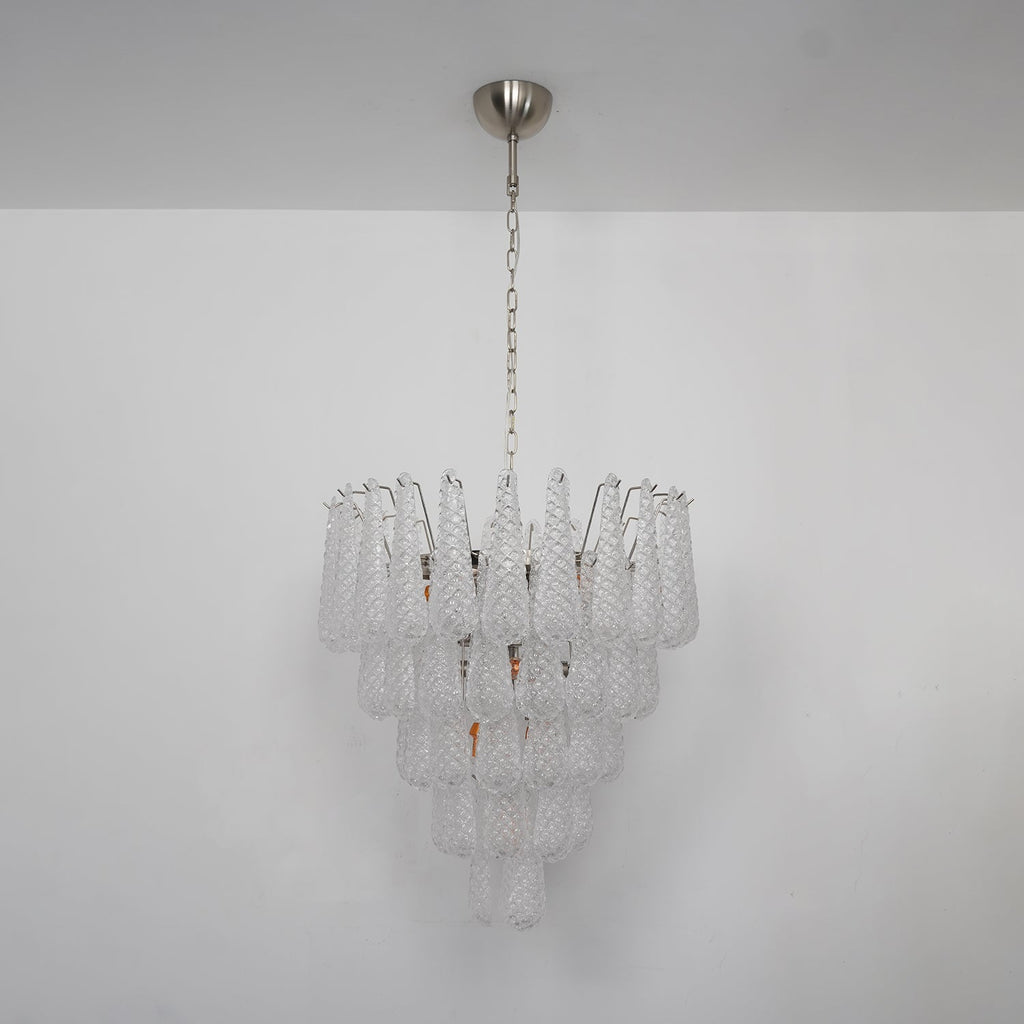Aurora Chandelier Gouttes Transparentes en Verre de Murano. - Neutralighting