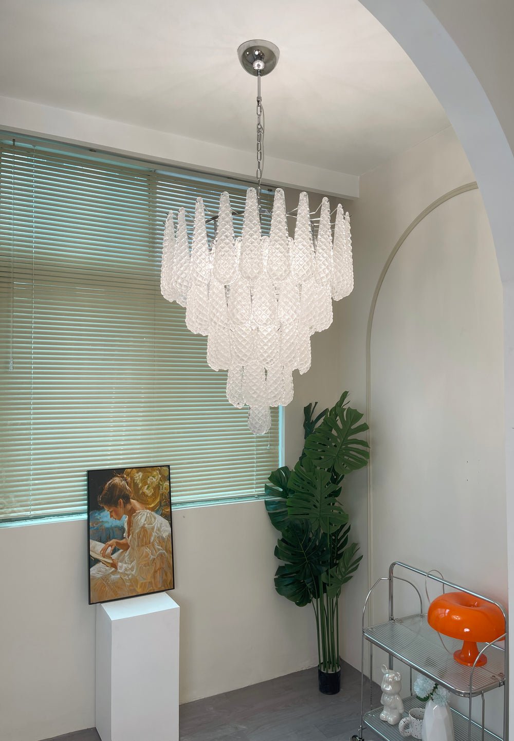 Aurora Chandelier Gouttes Transparentes en Verre de Murano. - Neutralighting