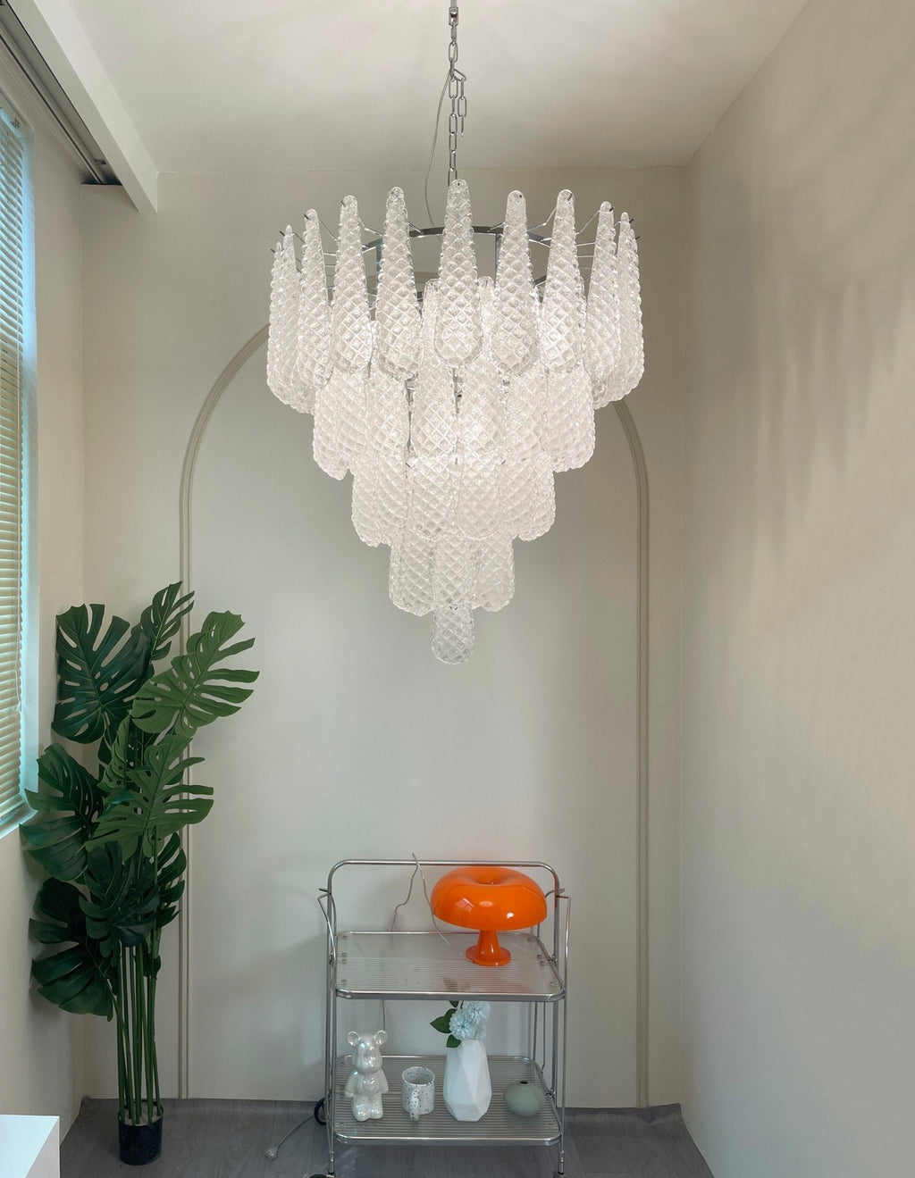 Aurora Chandelier Gouttes Transparentes en Verre de Murano. - Neutralighting