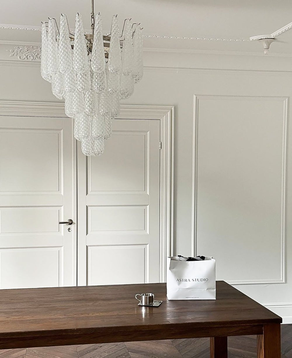 Aurora Chandelier Gouttes Transparentes en Verre de Murano. - Neutralighting