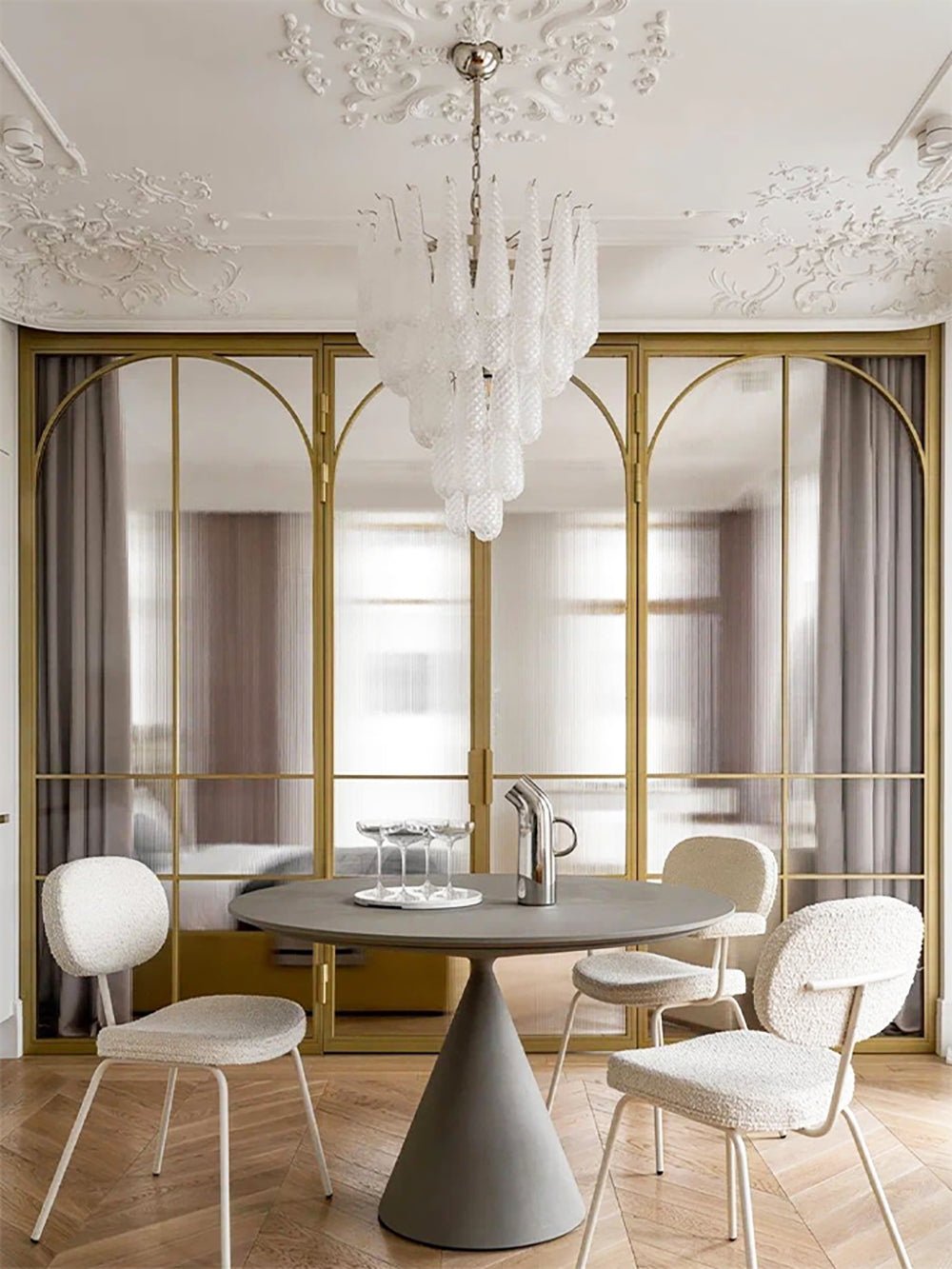 Aurora Chandelier Gouttes Transparentes en Verre de Murano. - Neutralighting