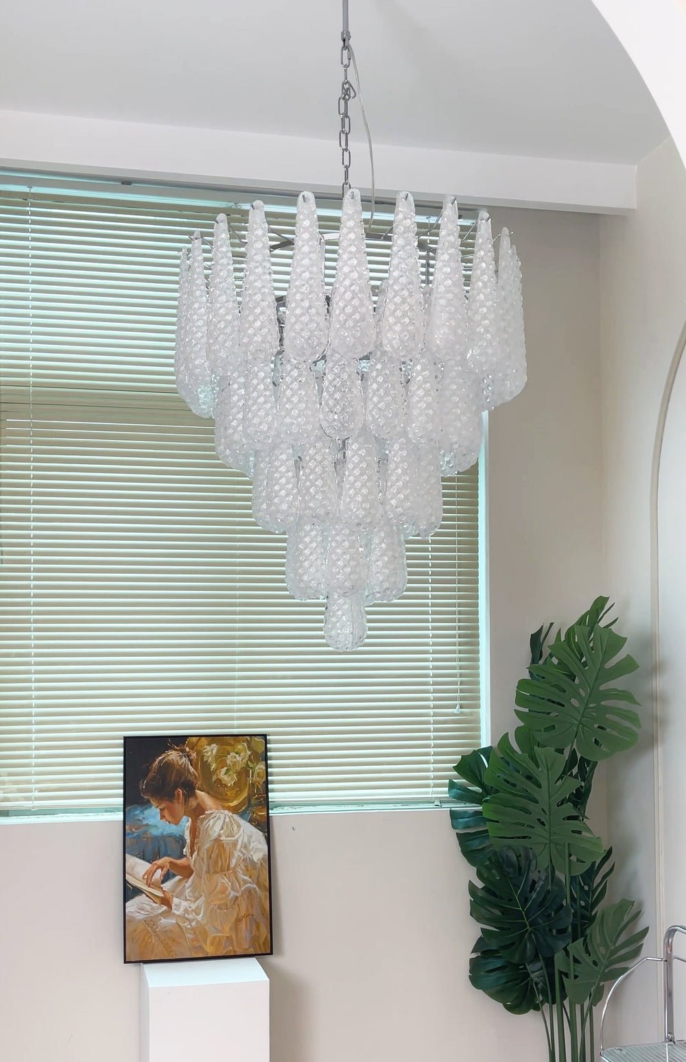 Aurora Chandelier Gouttes Transparentes en Verre de Murano. - Neutralighting