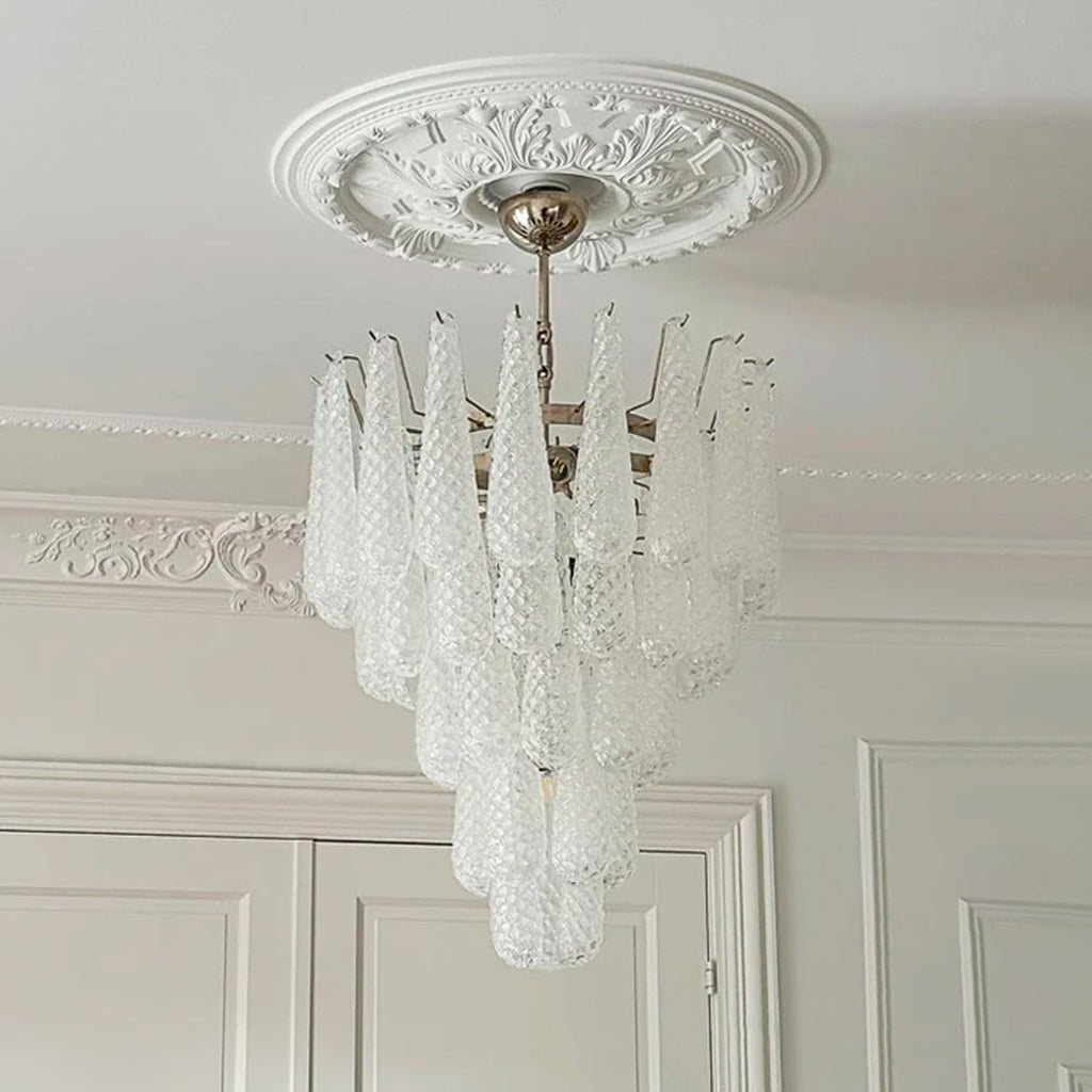 Aurora Chandelier Gouttes Transparentes en Verre de Murano. - Neutralighting