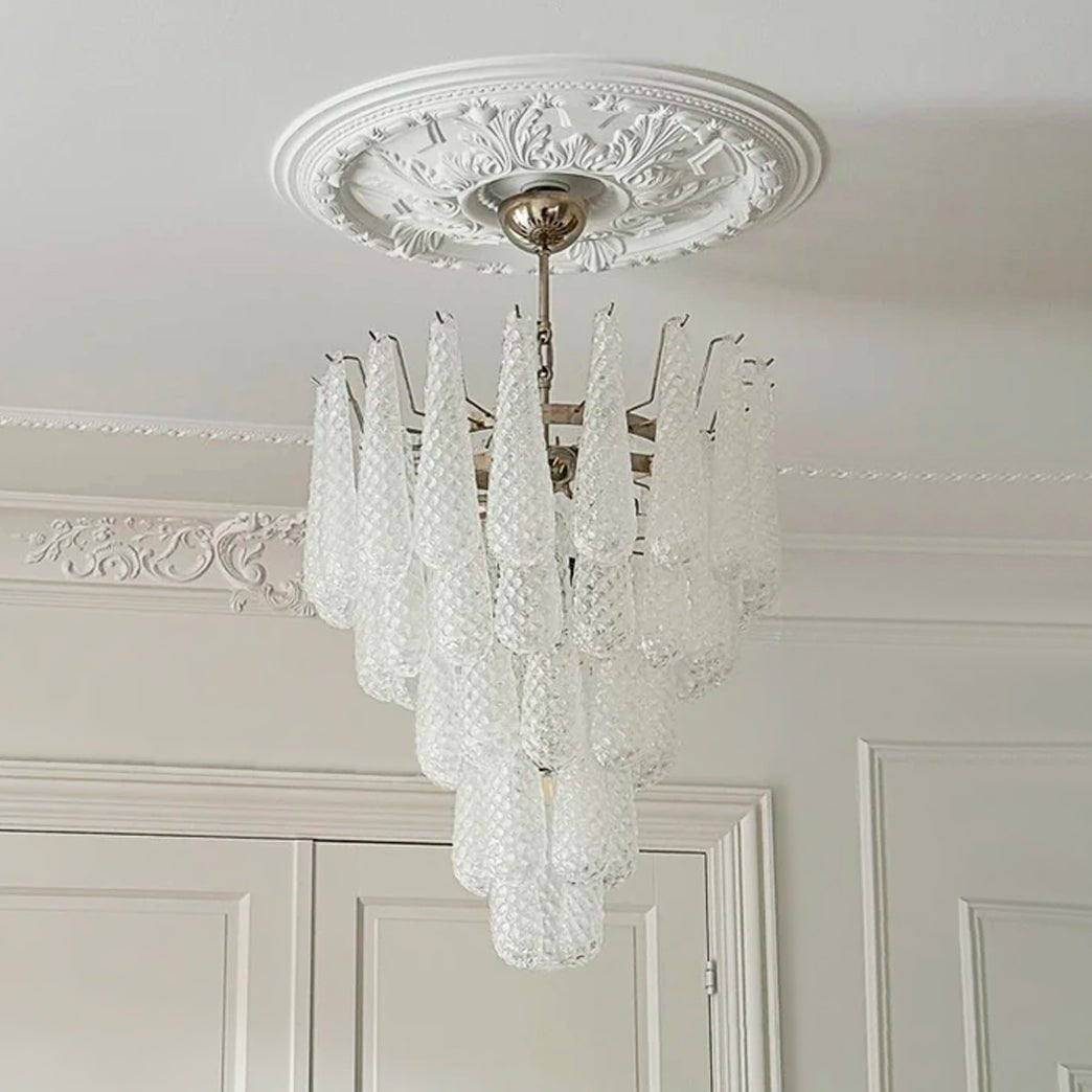 Aurora Chandelier Gouttes Transparentes en Verre de Murano. - Neutralighting