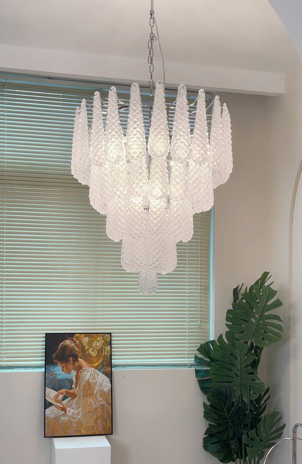 Aurora Chandelier Gouttes Transparentes en Verre de Murano. - Neutralighting